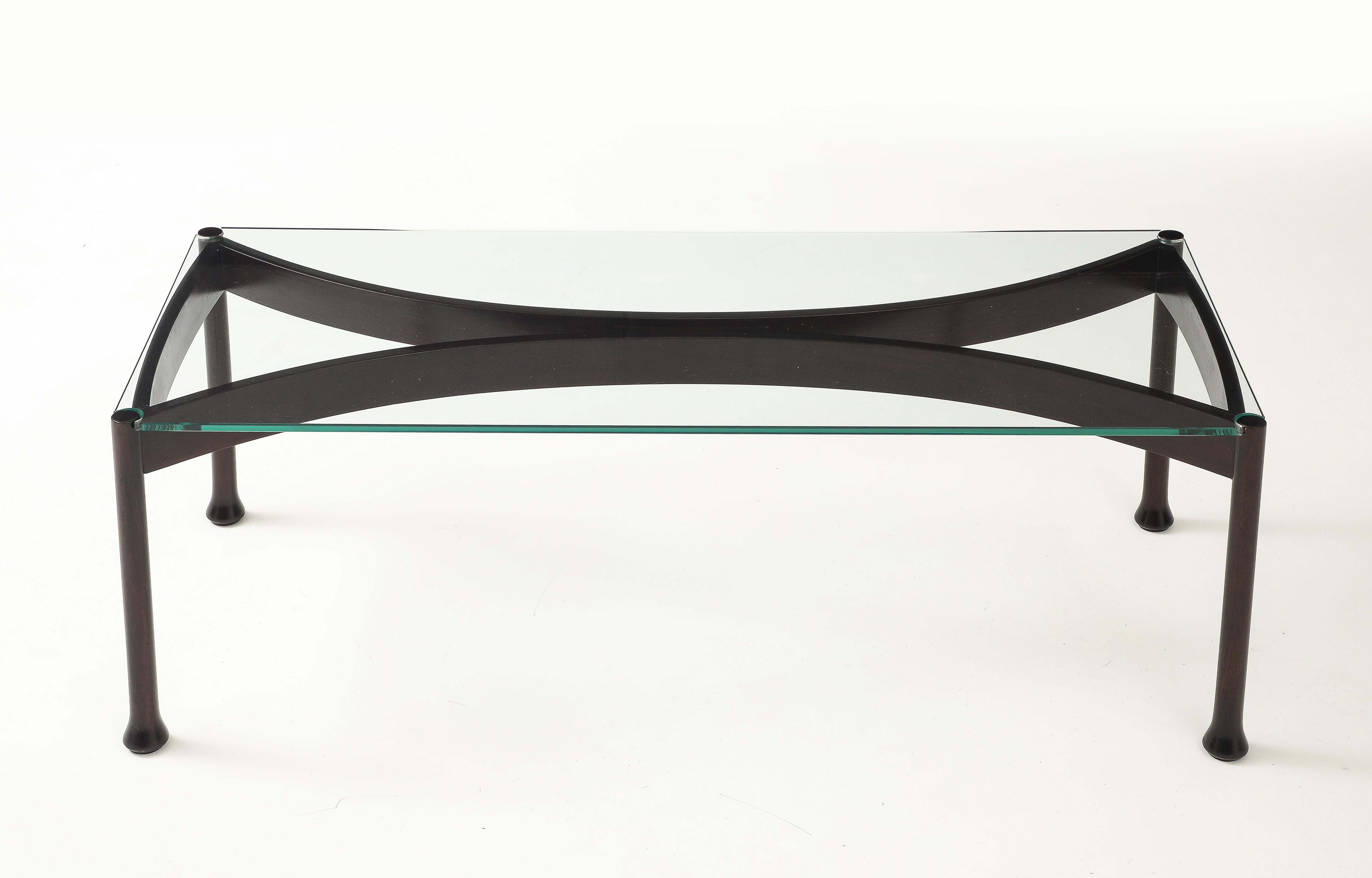 Mid-Century Modern Table basse italienne mi-siècle moderne des années 1960 avec plateau en verre en vente