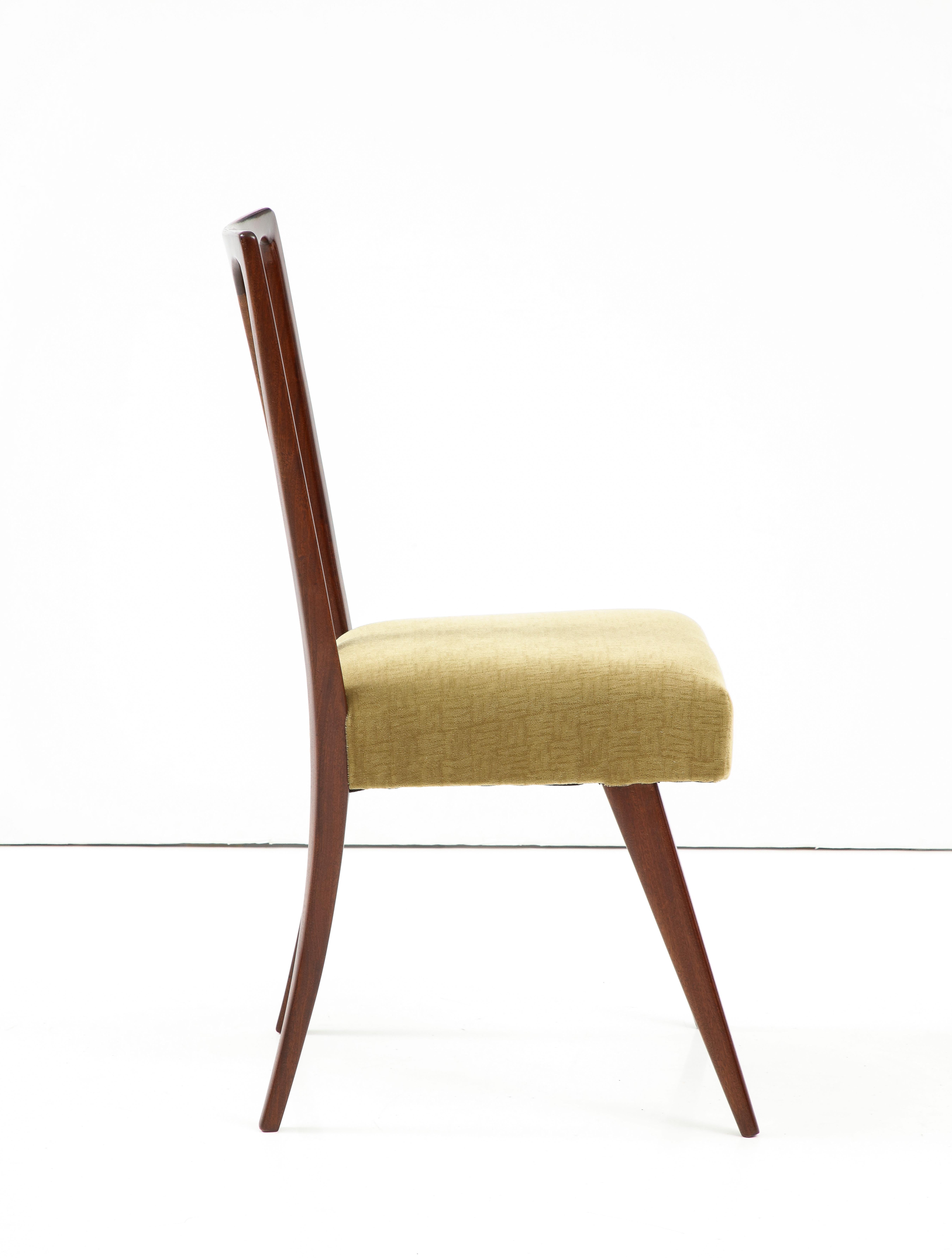 Mohair 1960's Mid-Century Modern Italian Dining Chairs In The Style Of Carlo De Carli