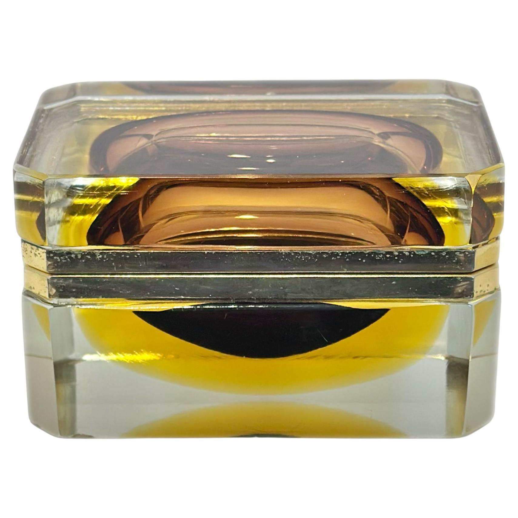 1960s Mid Century Modern Italian Sommerso Art Glass Jewelry Box or Casket