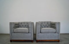 1960's Mid-Century Modern Knoll Style Barrel Lounge Chairs - a Pair