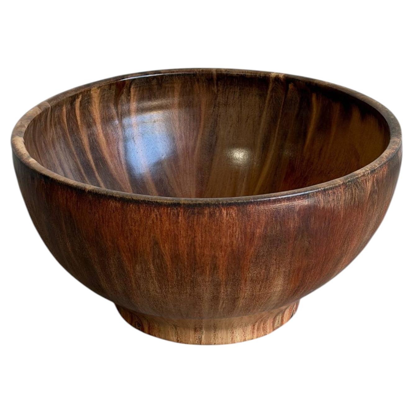 1960s Mid-Century Modern Large Brown Drip Glaze Ceramic Bowl