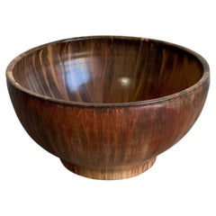 1960s Mid-Century Modern Large Brown Drip Glaze Ceramic Bowl