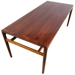 1960s Mid-Century Modern Large Danish Rosewood Coffee Table Ole Wanscher Style