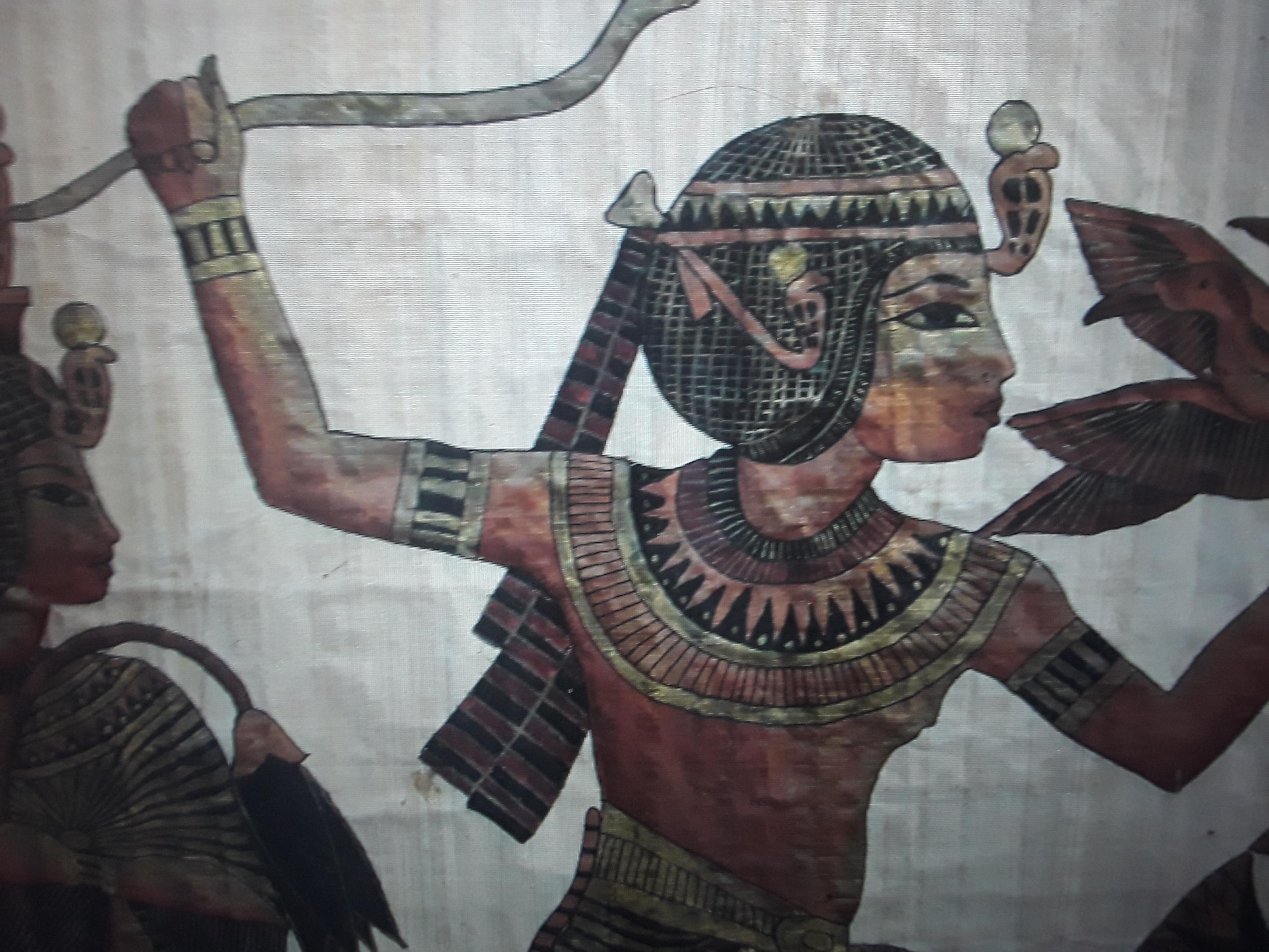 Großes ägyptisches Gemälde auf gealtertem Pergamentpapier, Mid-Century Modern, 1960er Jahre im Angebot 5