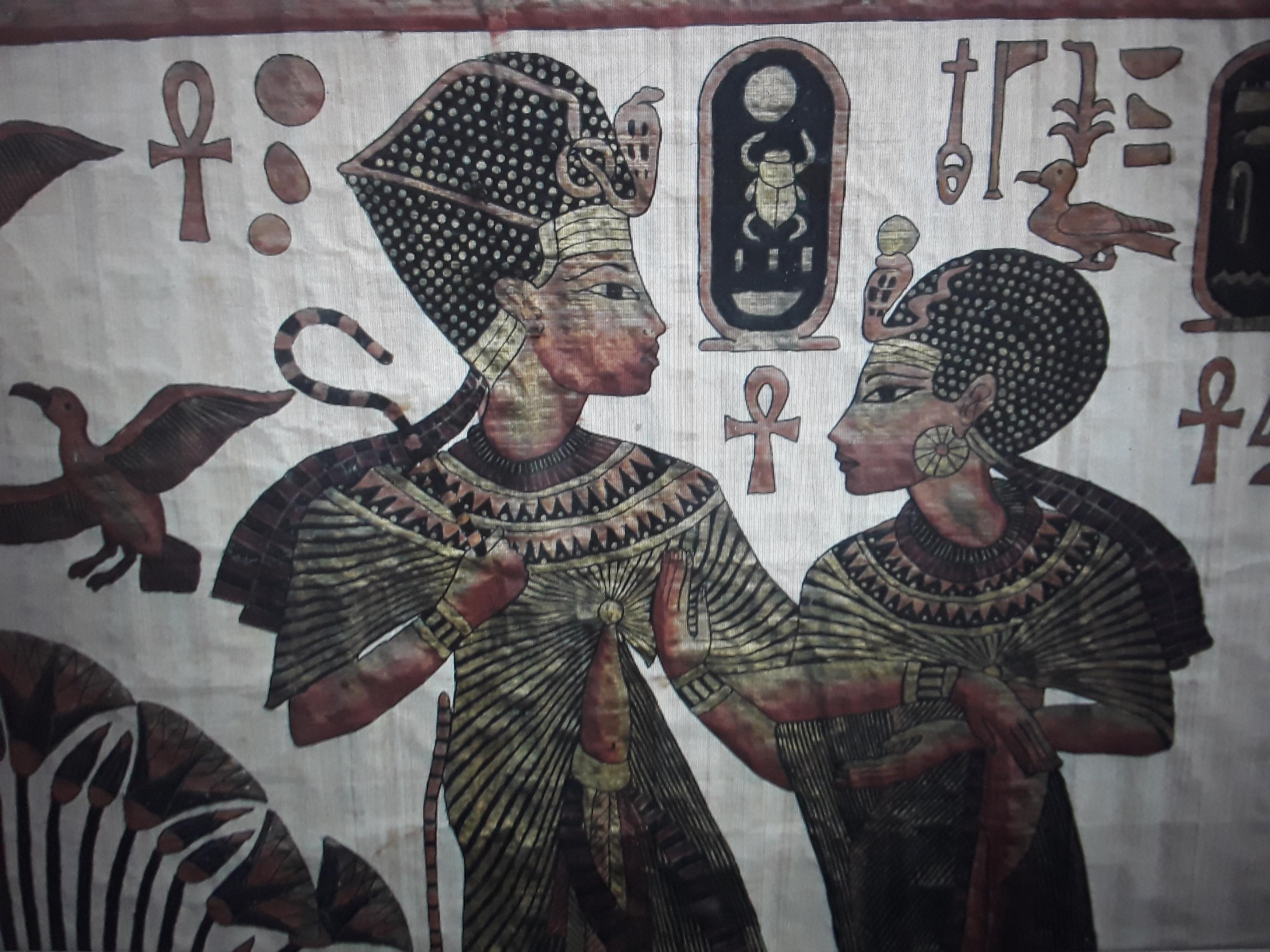 Großes ägyptisches Gemälde auf gealtertem Pergamentpapier, Mid-Century Modern, 1960er Jahre im Angebot 4