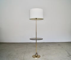 Lampada da terra Laurel Lighting Tulip in ottone e vetro fumé degli anni '60, metà del secolo scorso