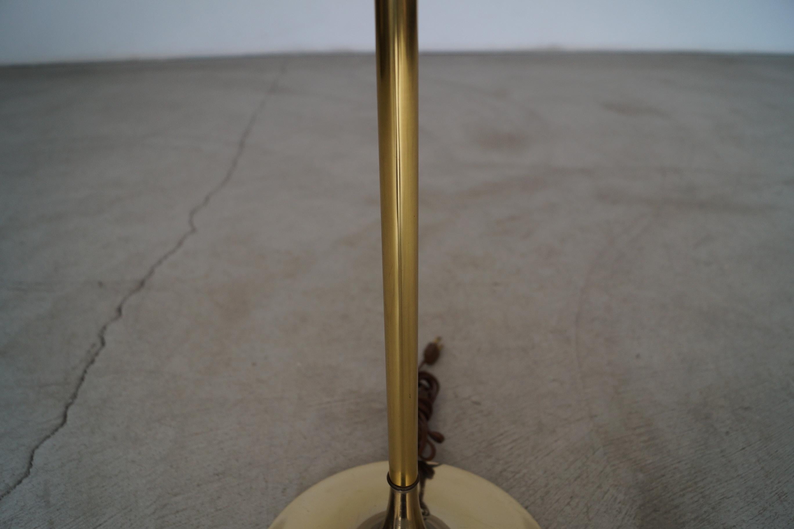 1960's Mid-Century Modern Laurel Lighting Tulip Brass & Smoked Glass Floor Lamp 2