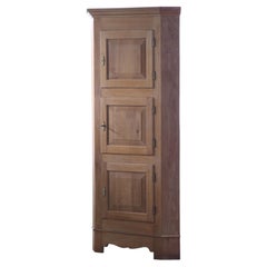 1960s Mid-Century Modern Light Oak Corner Cabinet, Brutalist Kjærnulf style
