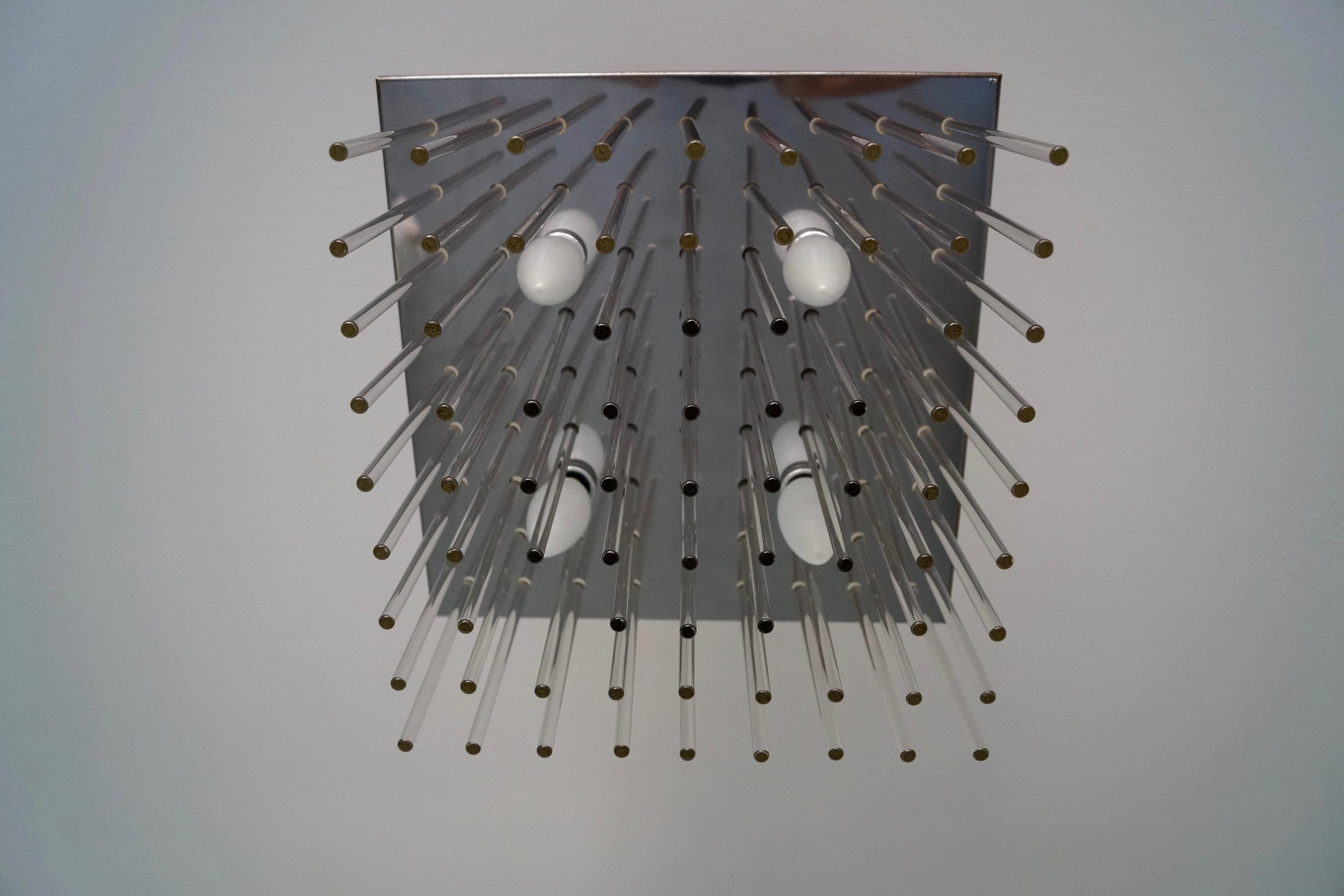 1960's Mid-Century Modern Lightolier Flush Mount Ceiling Light Fixture For Sale 4