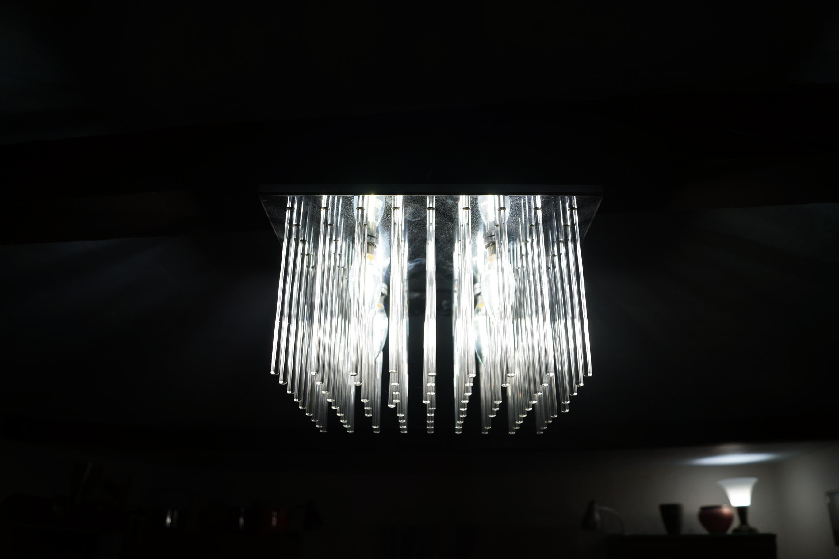 1960's Mid-Century Modern Lightolier Flush Mount Ceiling Light Fixture For Sale 8