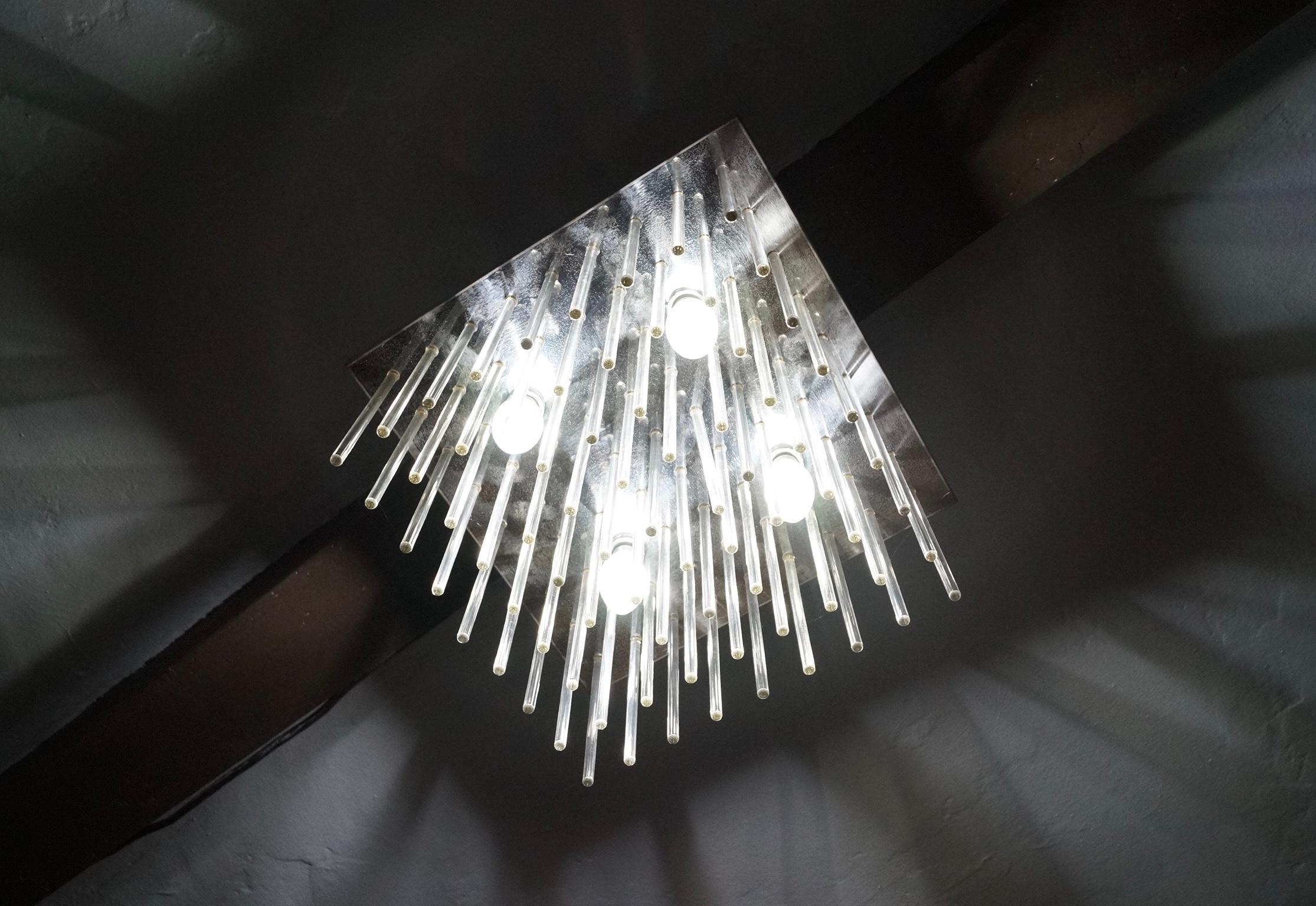 1960's Mid-Century Modern Lightolier Flush Mount Ceiling Light Fixture For Sale 10