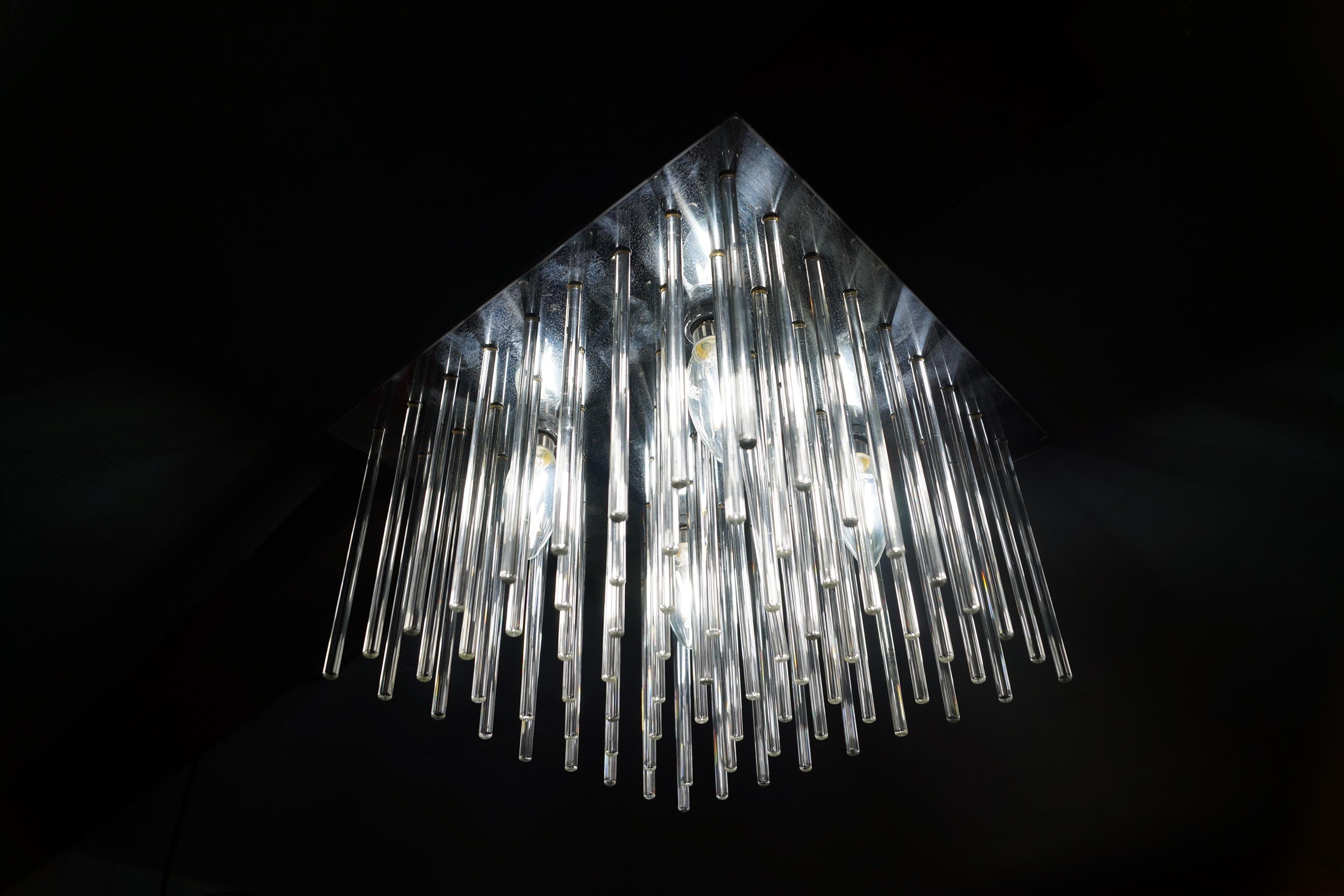 1960's Mid-Century Modern Lightolier Flush Mount Ceiling Light Fixture For Sale 11