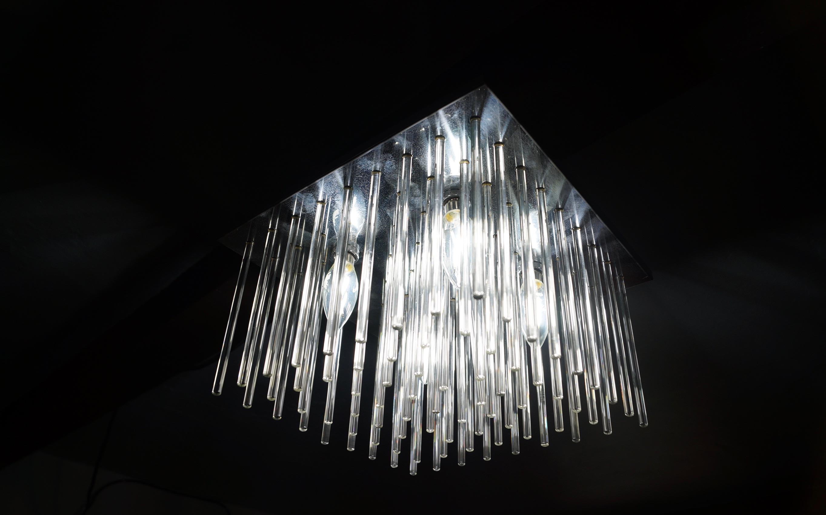 1960's Mid-Century Modern Lightolier Flush Mount Ceiling Light Fixture For Sale 13