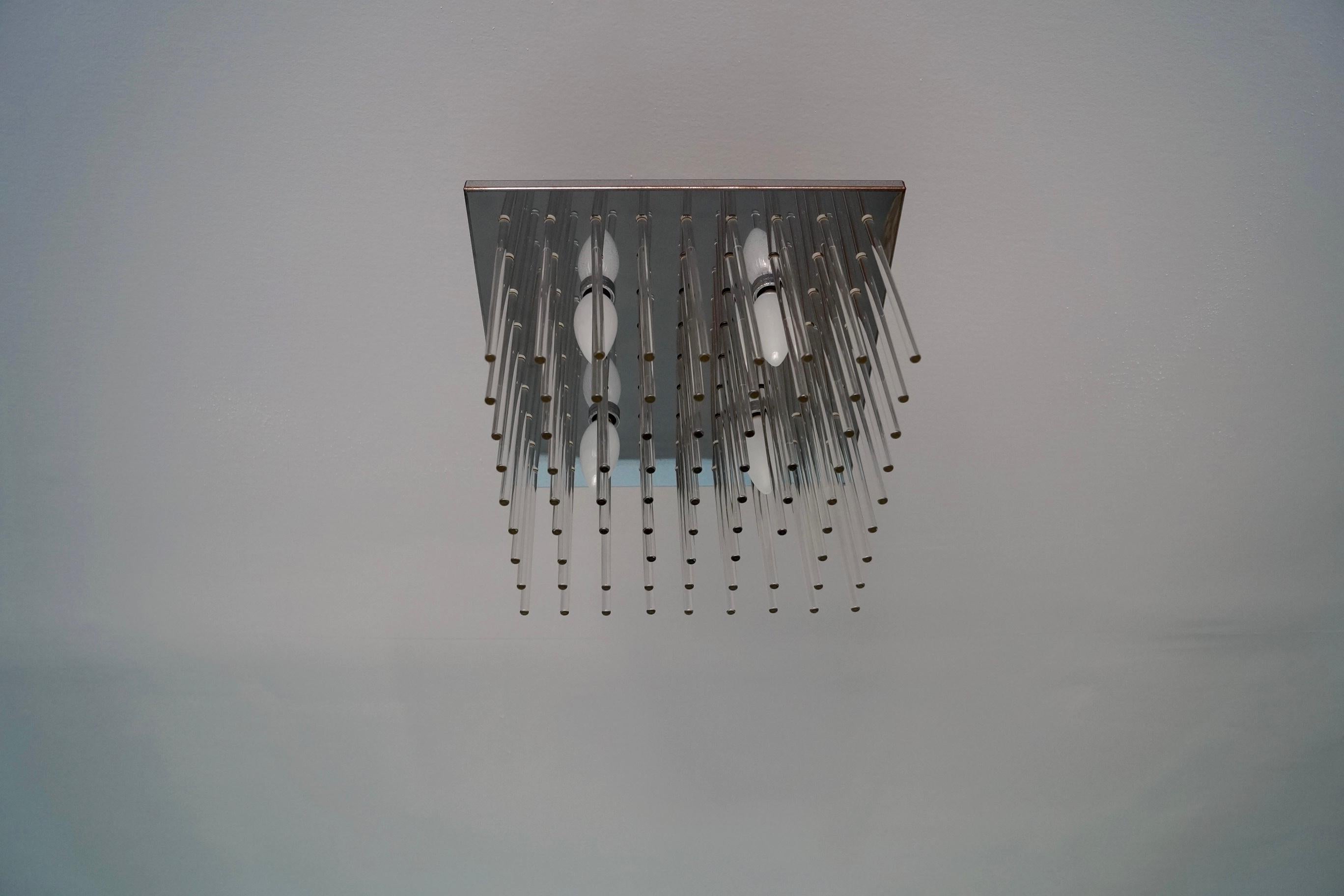 American 1960's Mid-Century Modern Lightolier Flush Mount Ceiling Light Fixture For Sale