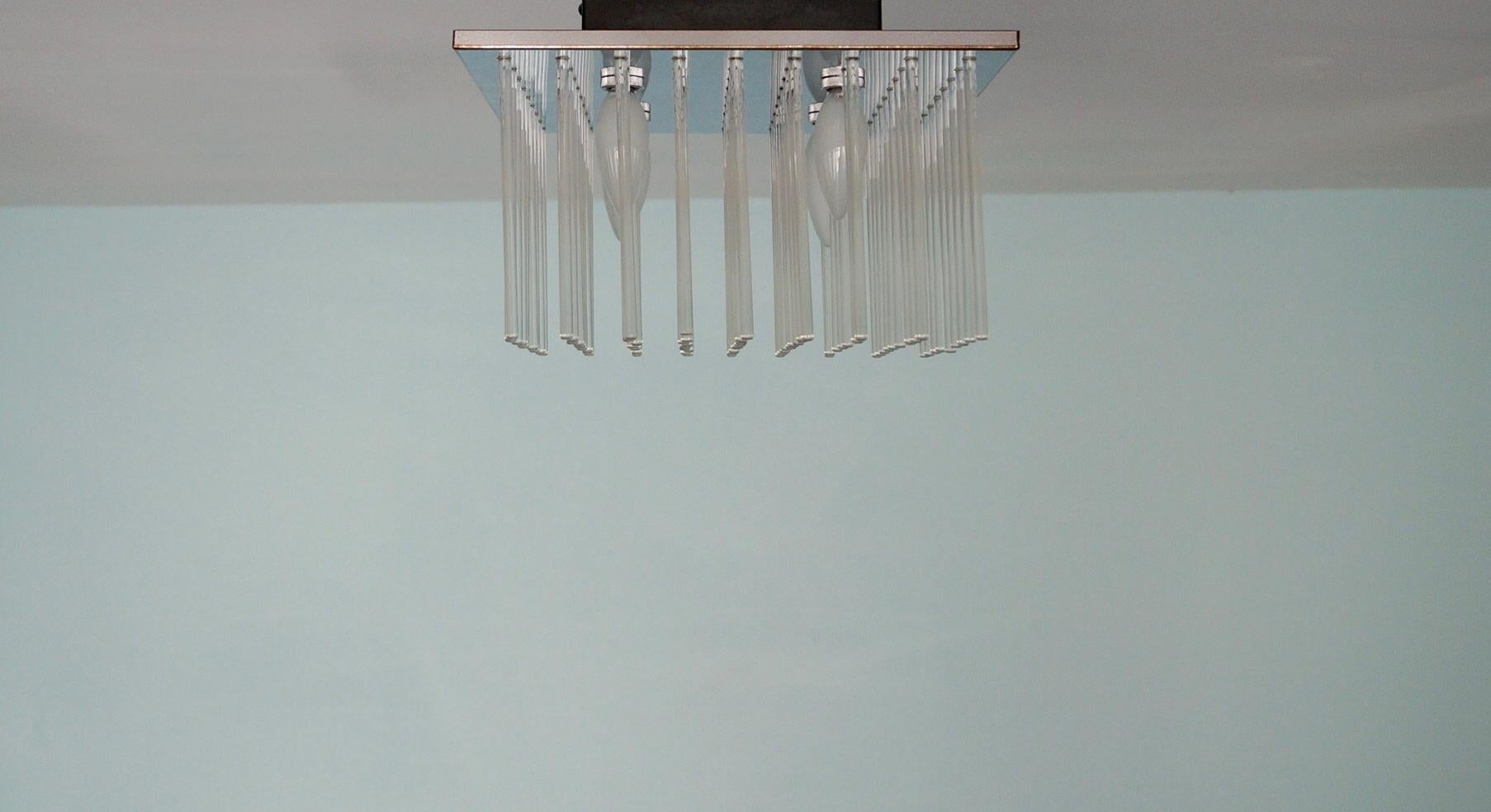 Mid-20th Century 1960's Mid-Century Modern Lightolier Flush Mount Ceiling Light Fixture For Sale