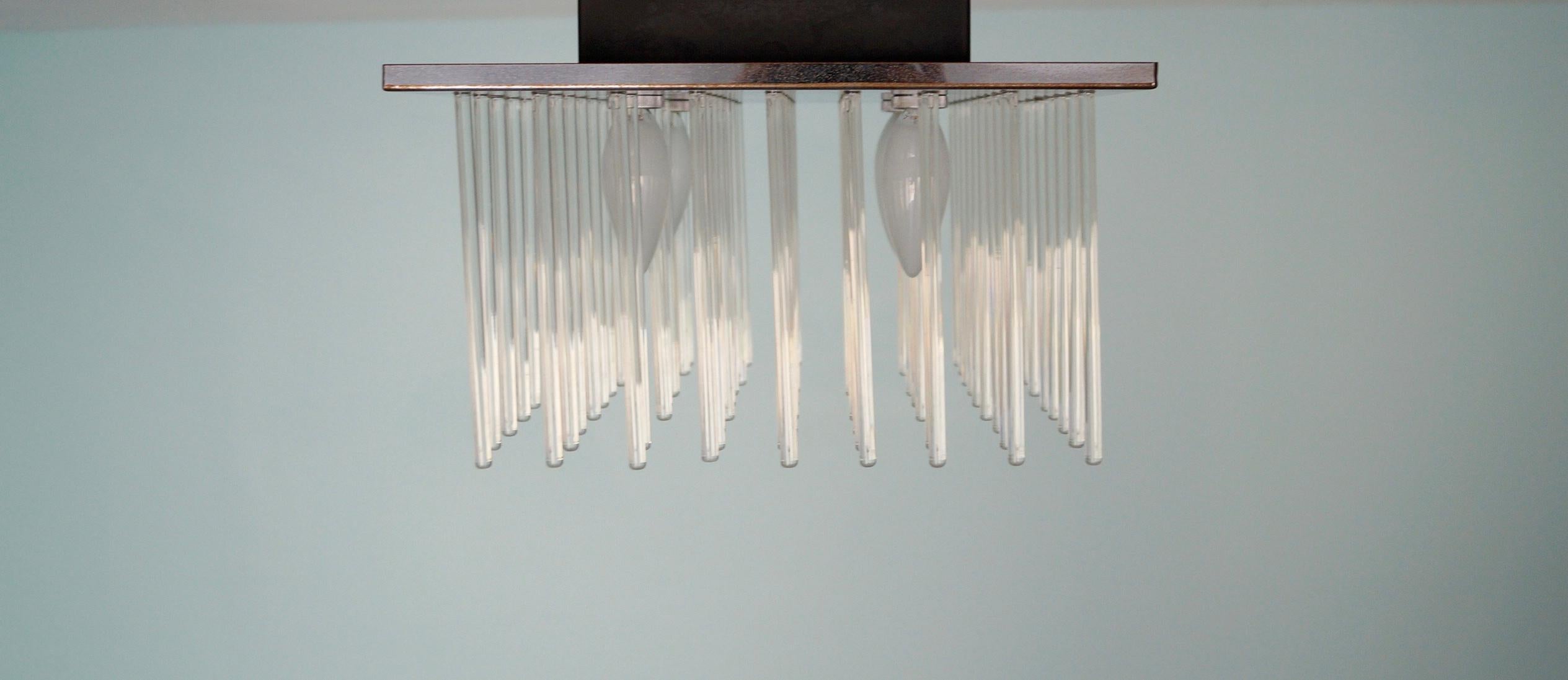 Metal 1960's Mid-Century Modern Lightolier Flush Mount Ceiling Light Fixture For Sale