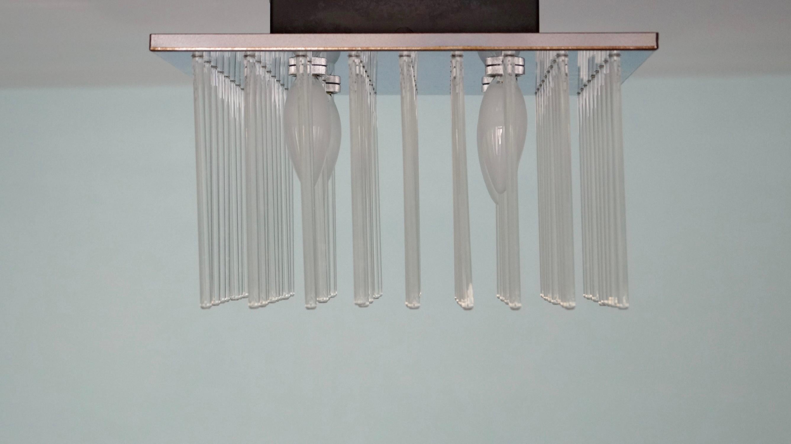 1960's Mid-Century Modern Lightolier Flush Mount Ceiling Light Fixture For Sale 1
