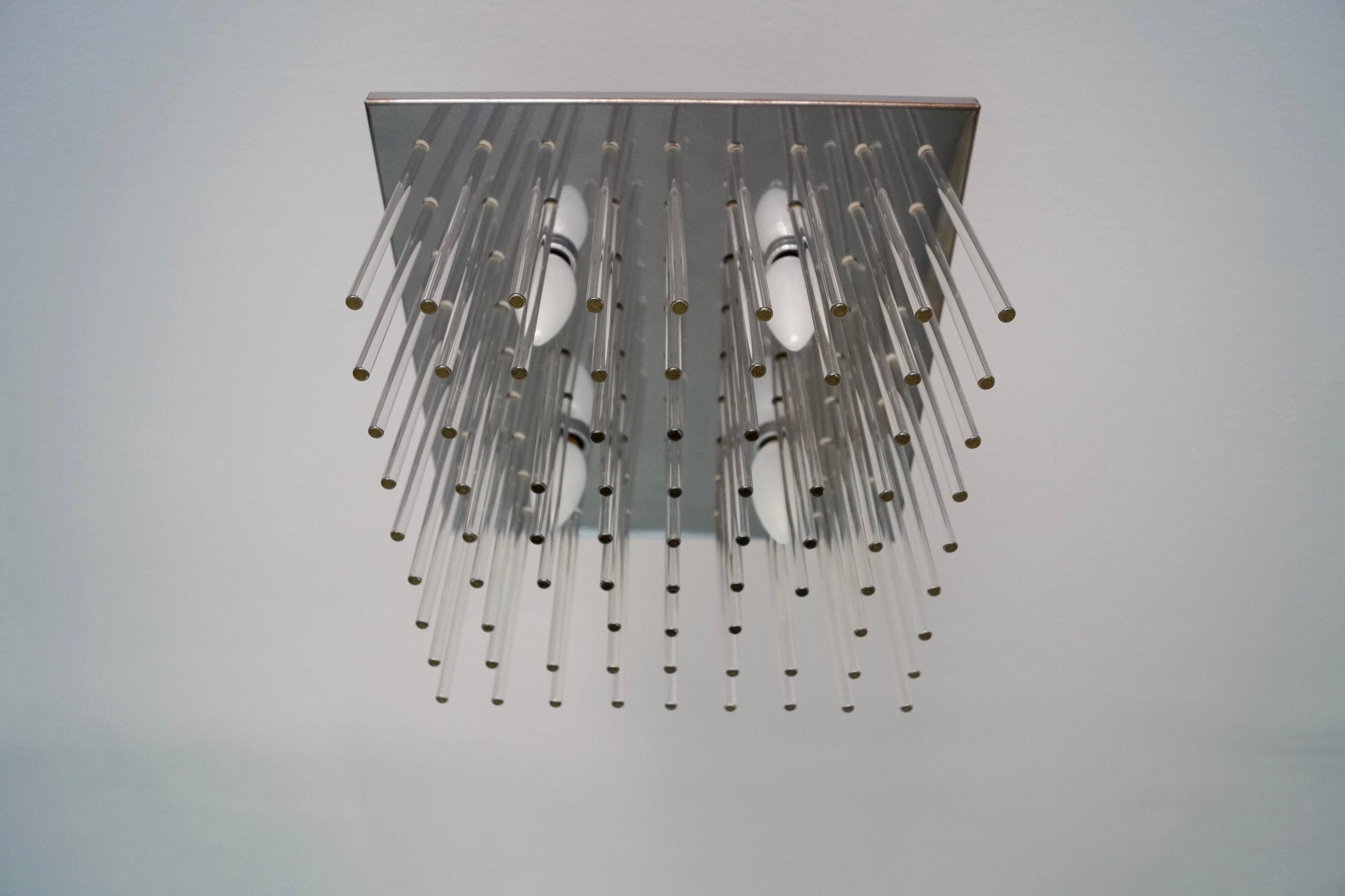 1960's Mid-Century Modern Lightolier Flush Mount Ceiling Light Fixture For Sale 2