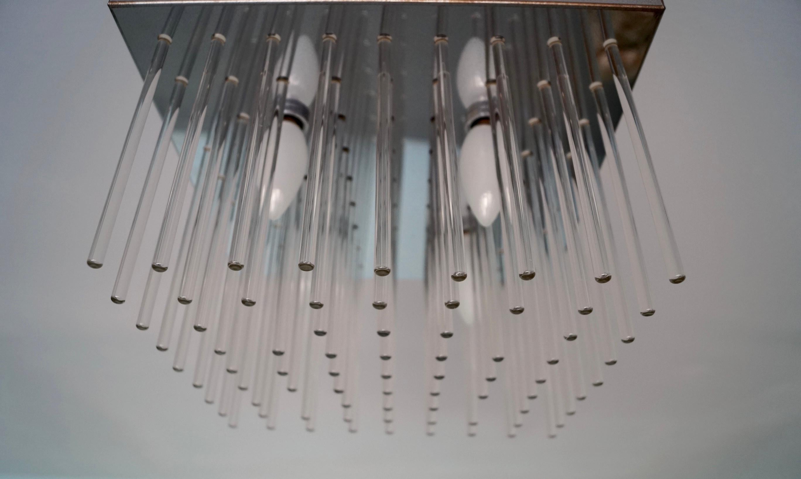1960's Mid-Century Modern Lightolier Flush Mount Ceiling Light Fixture For Sale 3