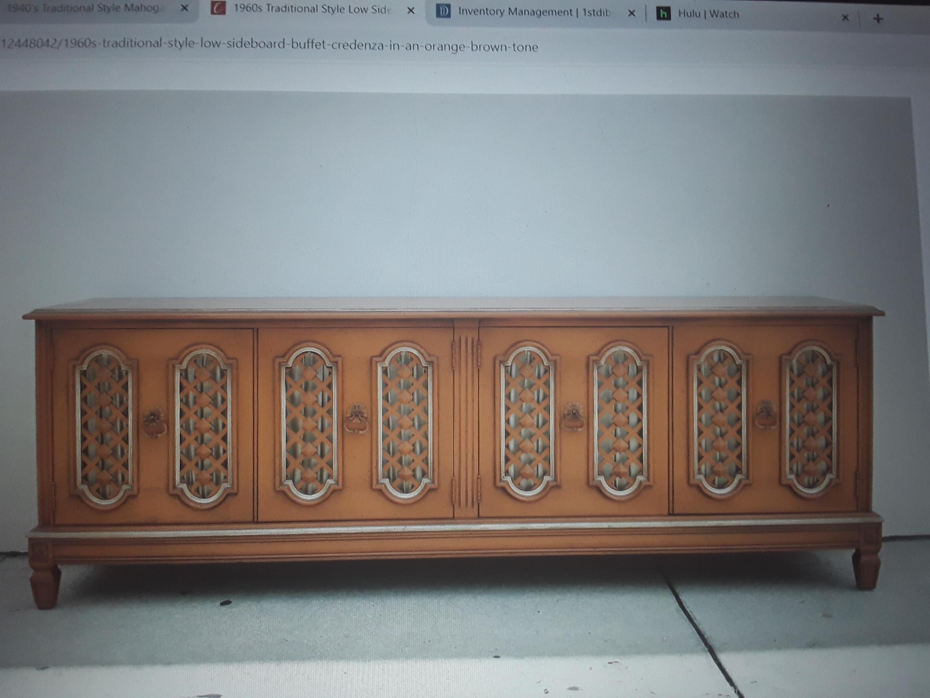 1960's Mid Century Modern Low Sideboard/ Buffet/ Credenza in Orange Brown Tone For Sale 3