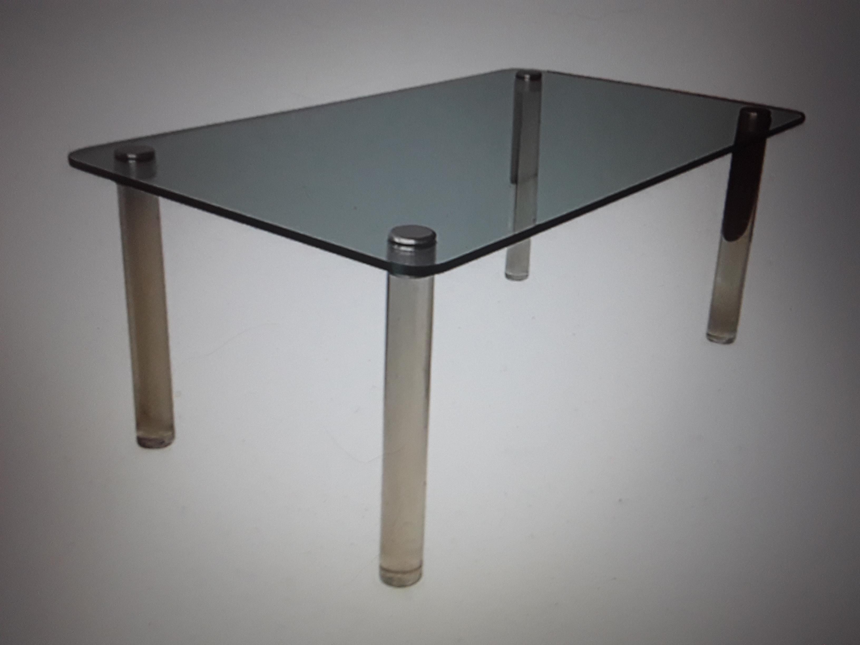 1960's Mid Century Modern Lucite and Glass Dining Table For Sale 2