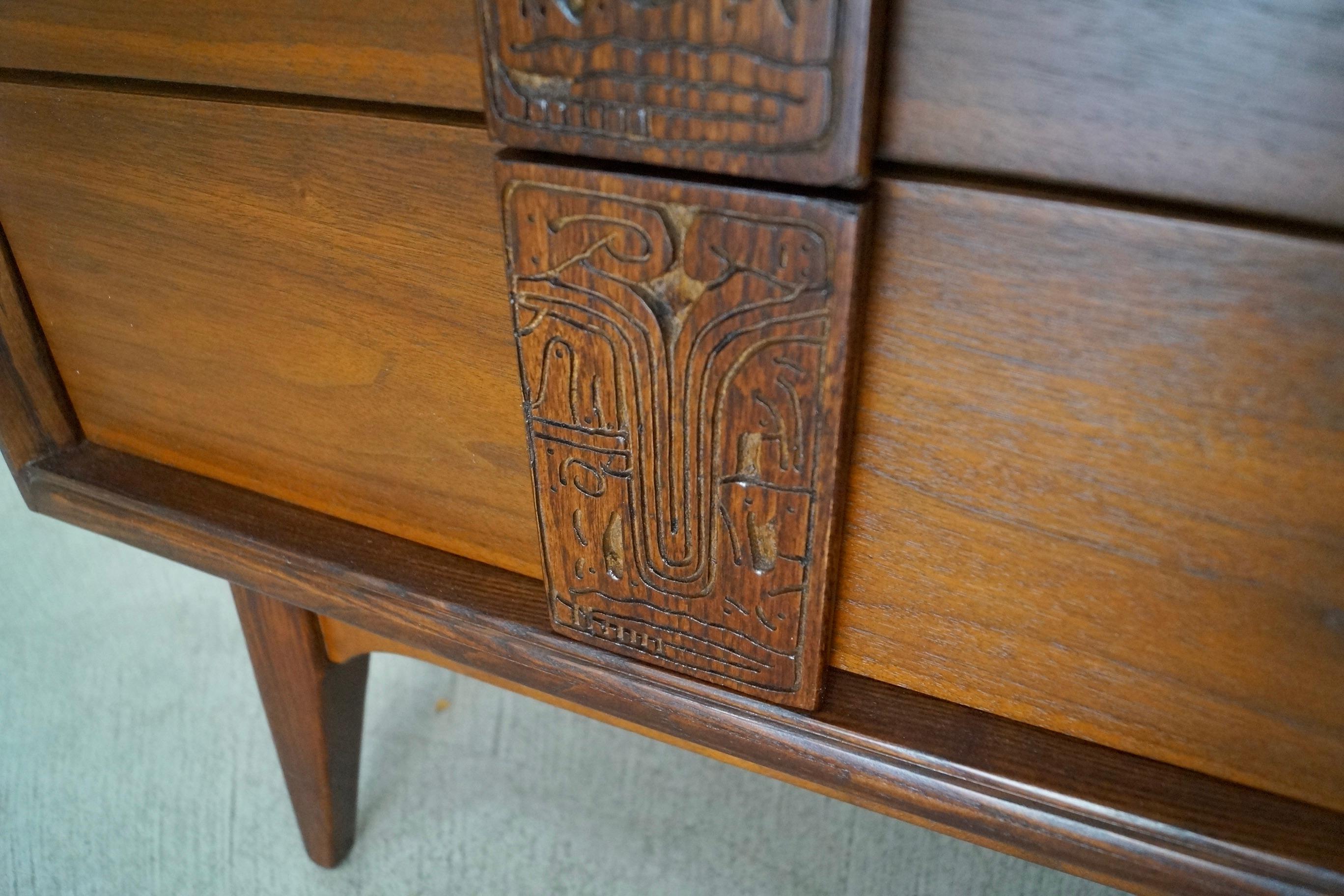 1960s Mid-Century Modern Mayan Revival Dresser For Sale 13