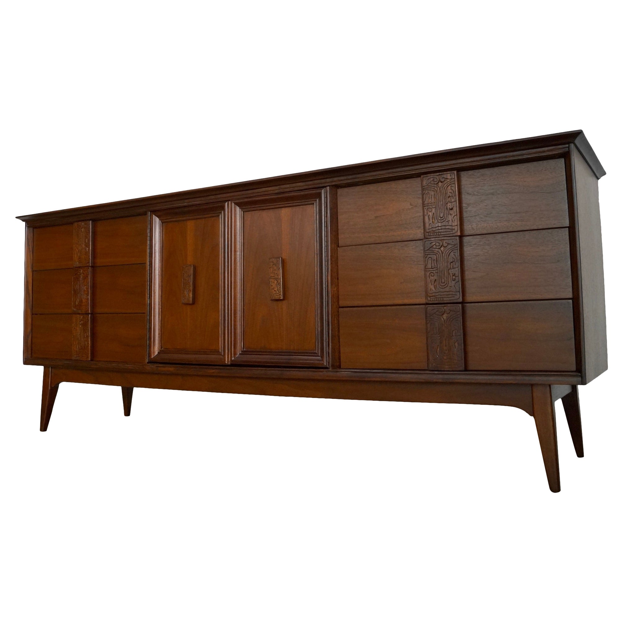 1960s Mid-Century Modern Mayan Revival Dresser