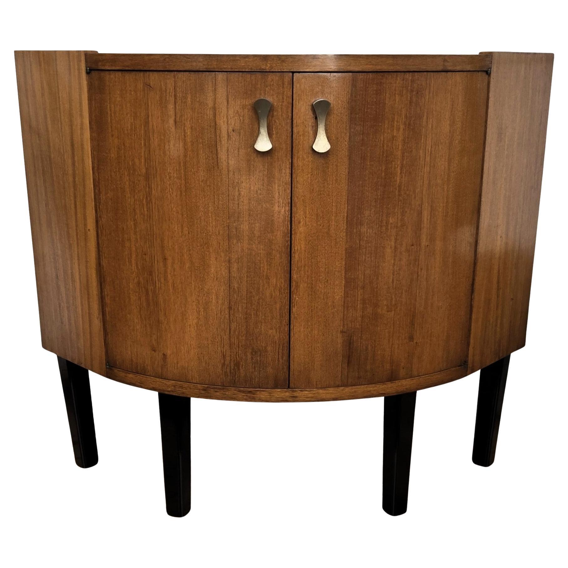 1960s Mid-Century Modern MCM Italian Walnut Wood and Brass Dry Bar Cabinet
