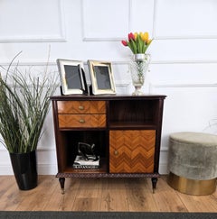 1960s Mid-Century Modern MCM Italian Wood and Brass Entryway Console Cabinet