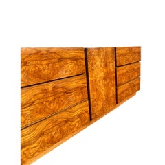1960s Mid Century Modern Milo Baughman for Lane Burl Wood Long Dresser Credenza