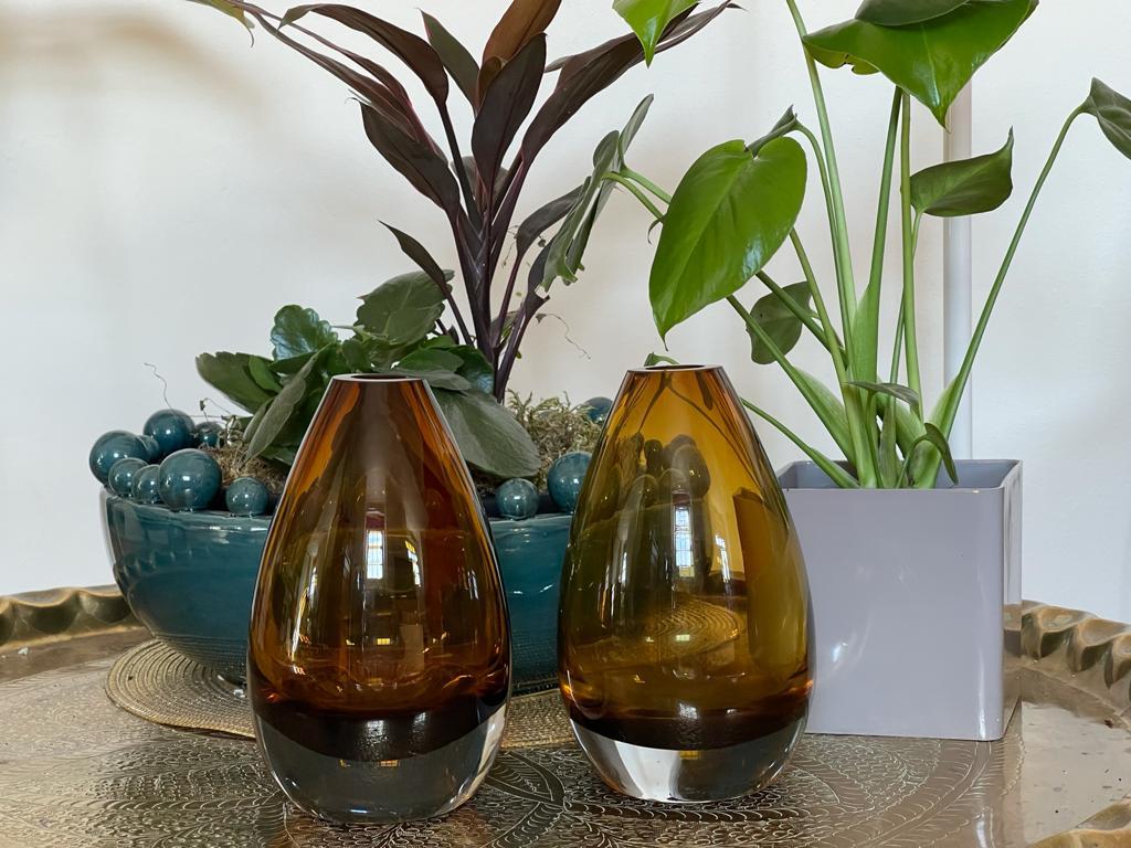 20th Century 1960's Mid-Century Modern Murano Glass Vases, Set of Two