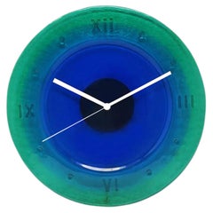 1960s Mid-Century Modern Murano Glass Wall Clock by Cà dei Vetrai