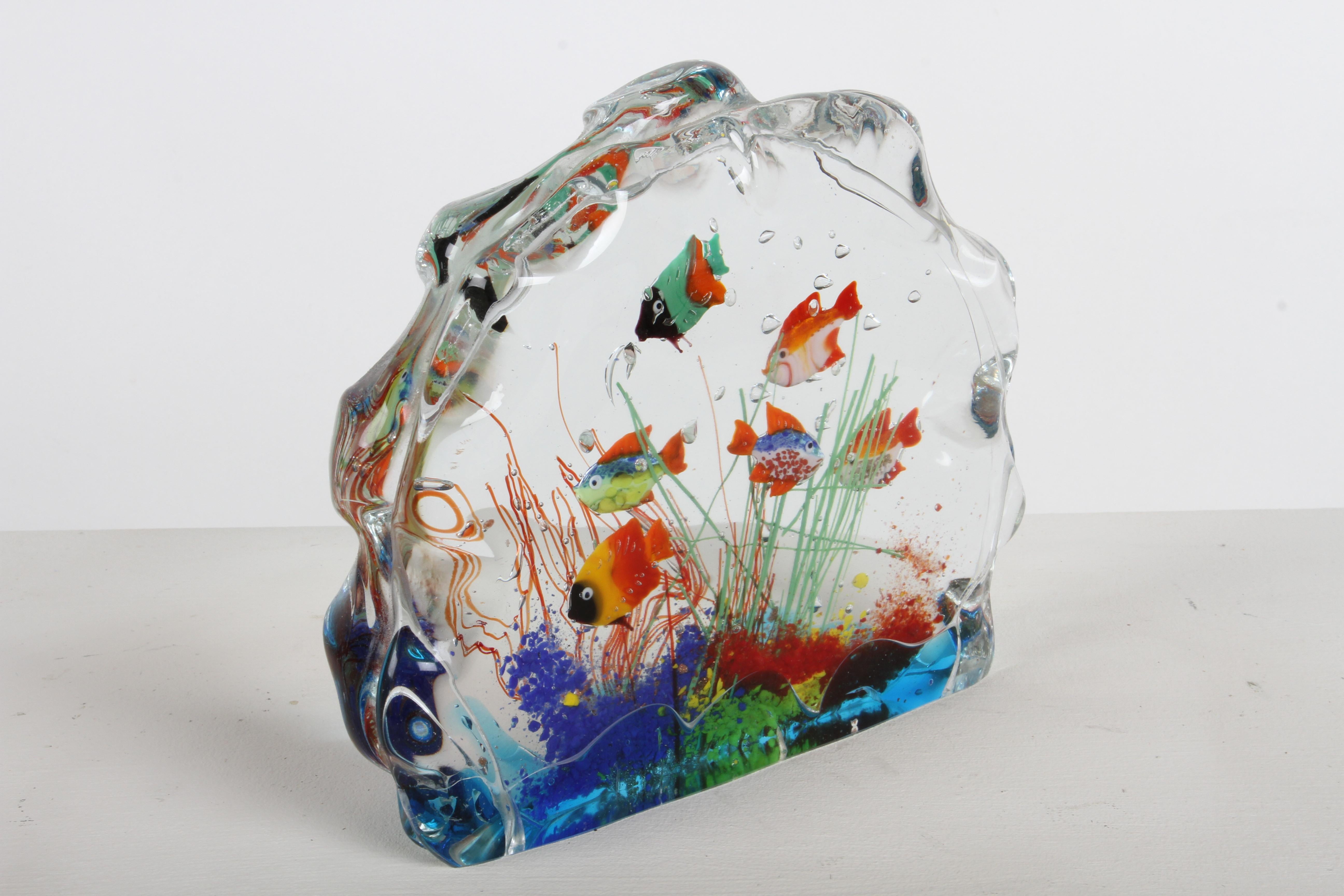 1960 Mid- Century Modern - Murano Italia - Scultura di pesce d'acquario in vetro in vendita 4