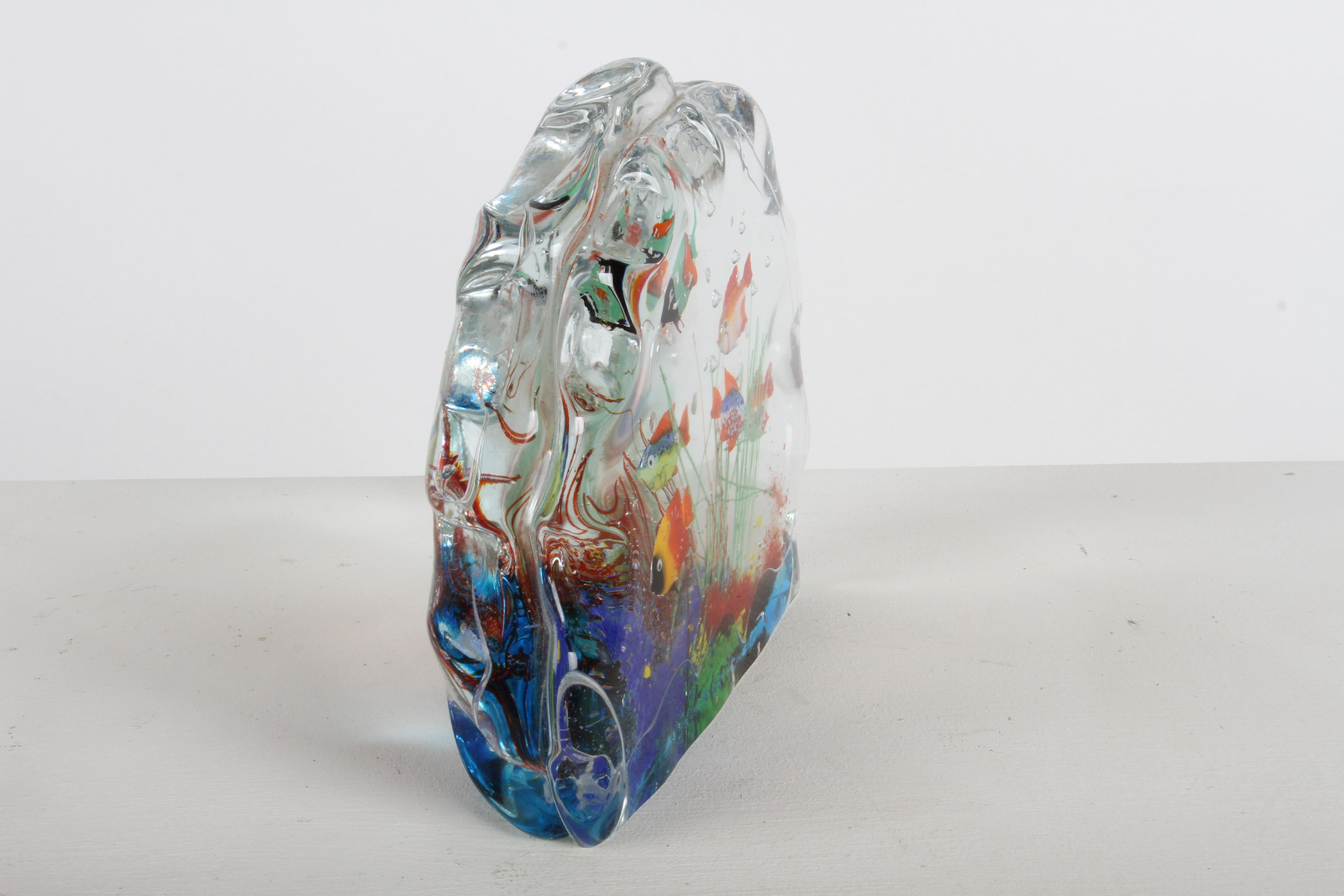 1960 Mid- Century Modern - Murano Italia - Scultura di pesce d'acquario in vetro in vendita 7