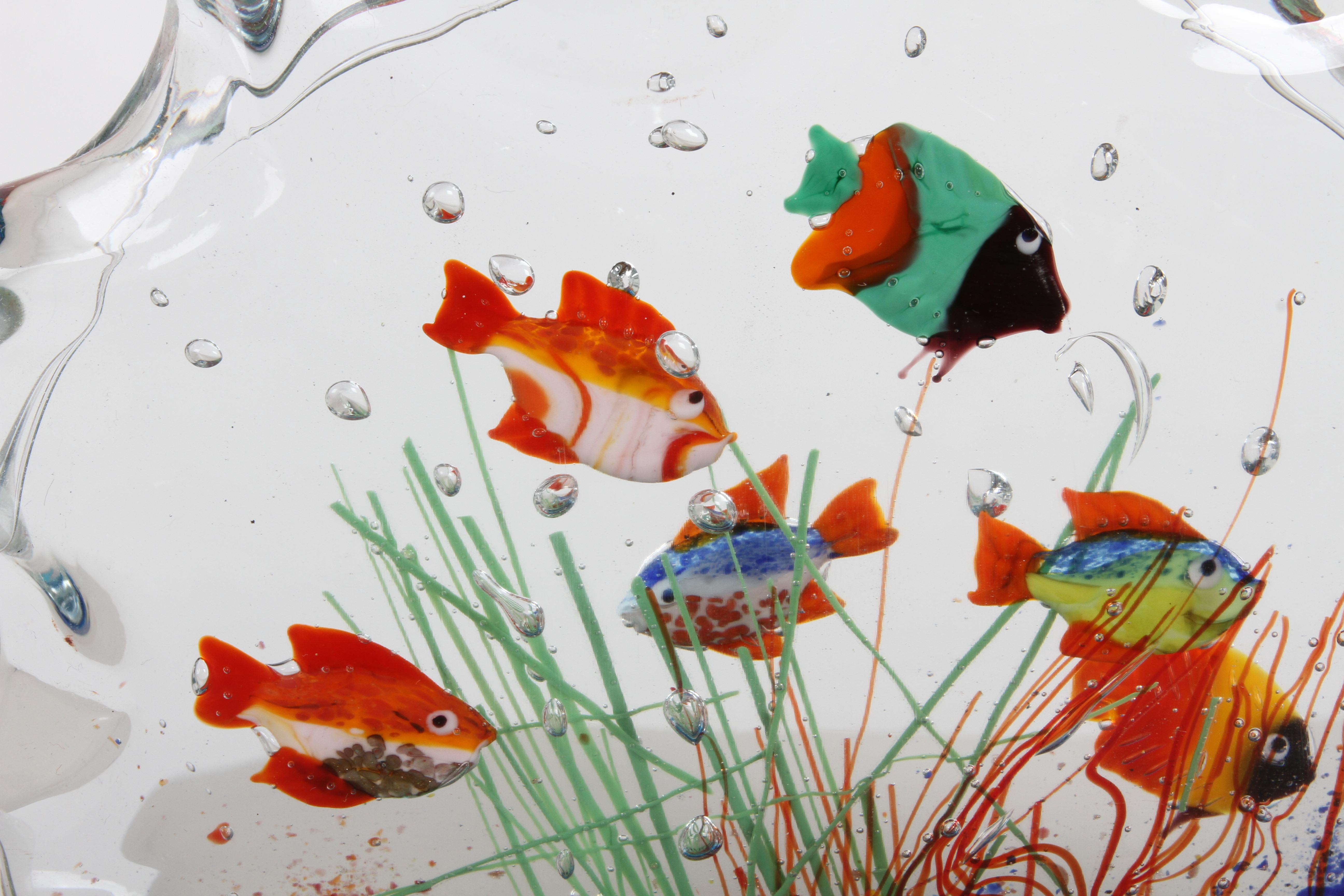 Mid-Century moderno 1960 Mid- Century Modern - Murano Italia - Scultura di pesce d'acquario in vetro in vendita
