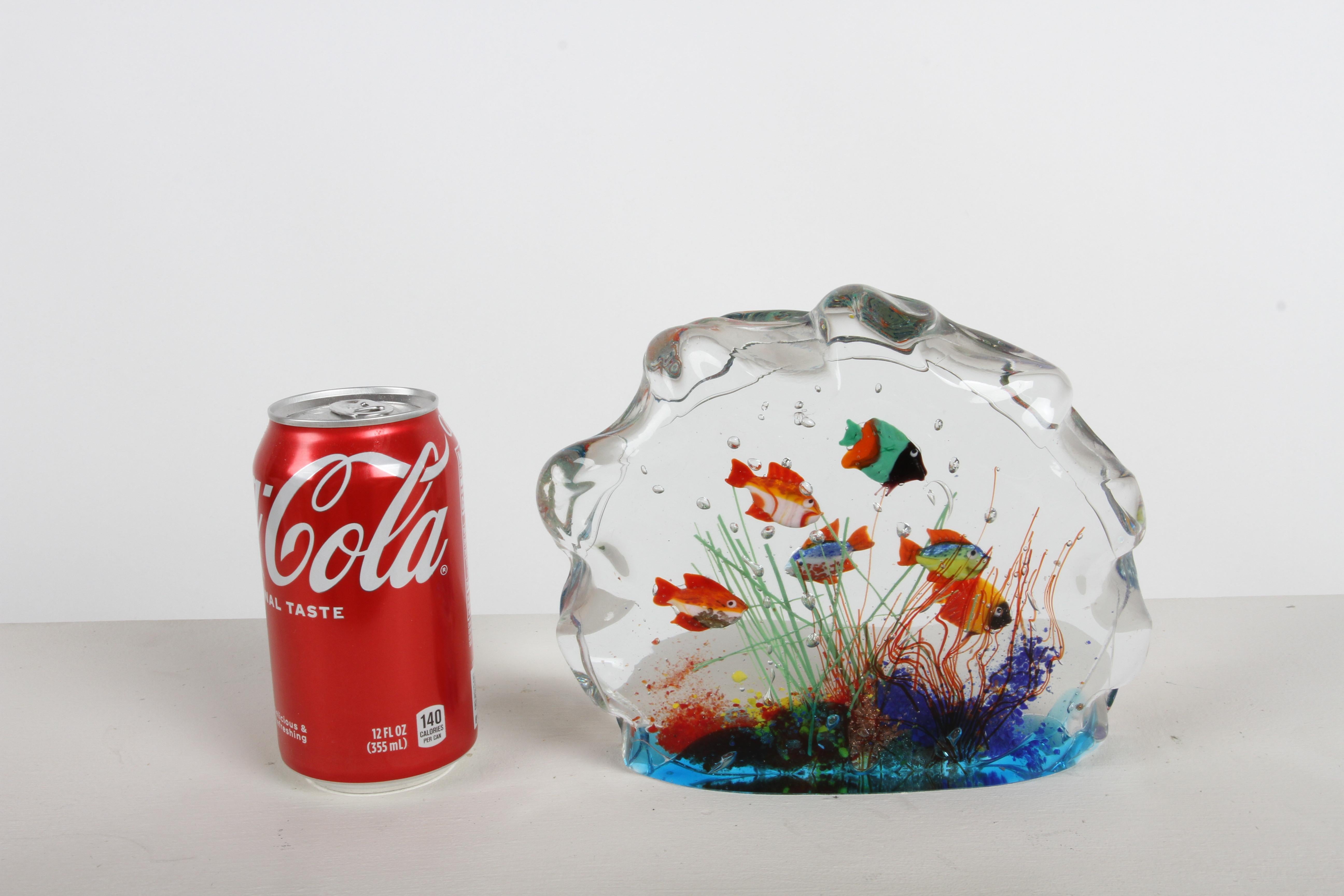 Metà XX secolo 1960 Mid- Century Modern - Murano Italia - Scultura di pesce d'acquario in vetro in vendita