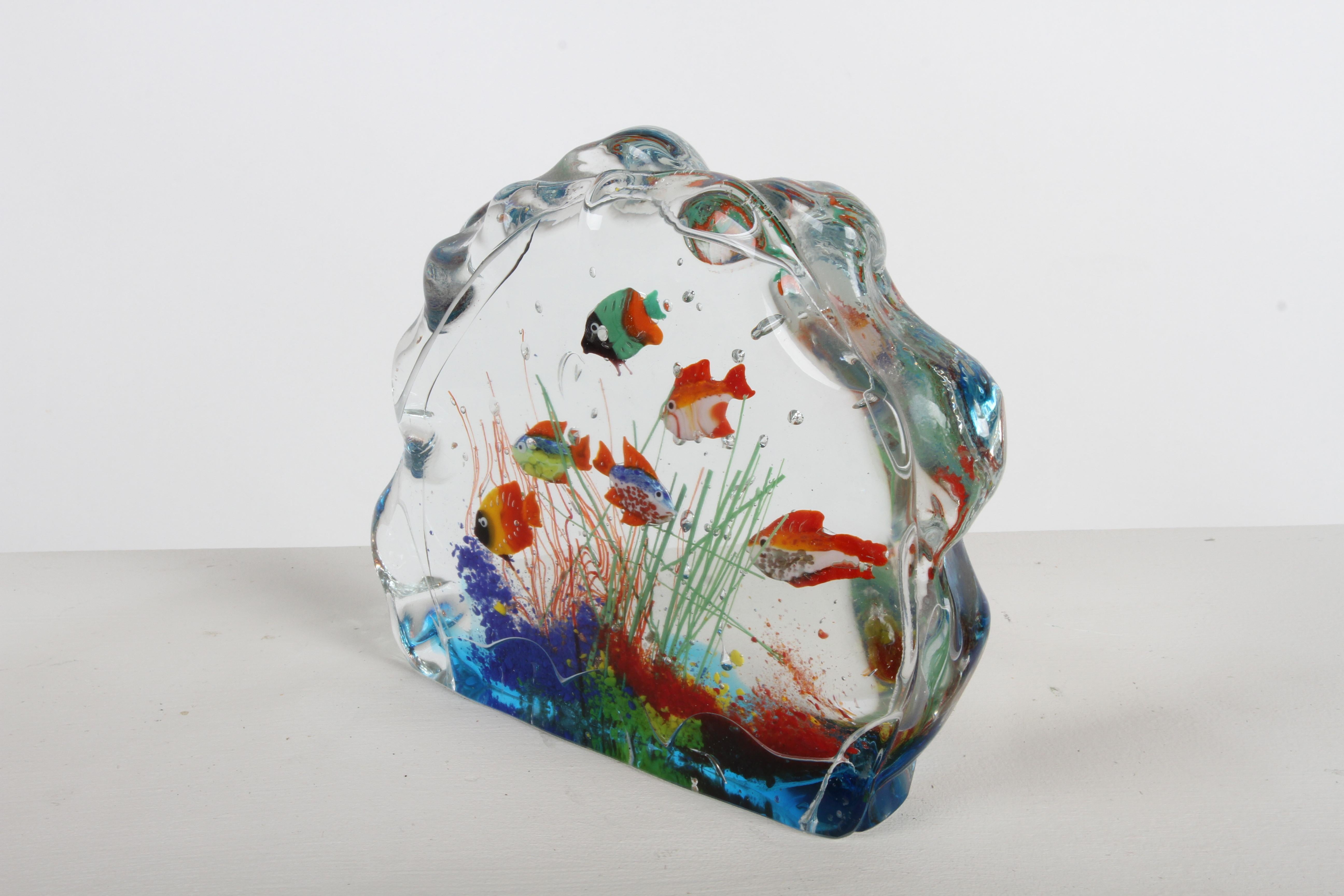 1960 Mid- Century Modern - Murano Italia - Scultura di pesce d'acquario in vetro in vendita 2