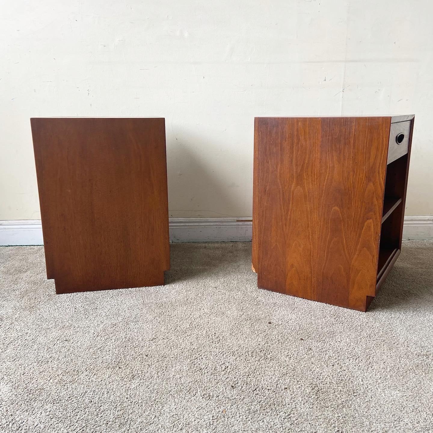 Mid-20th Century 1960s Mid-Century Modern Nightstands by Henredon, a Pair