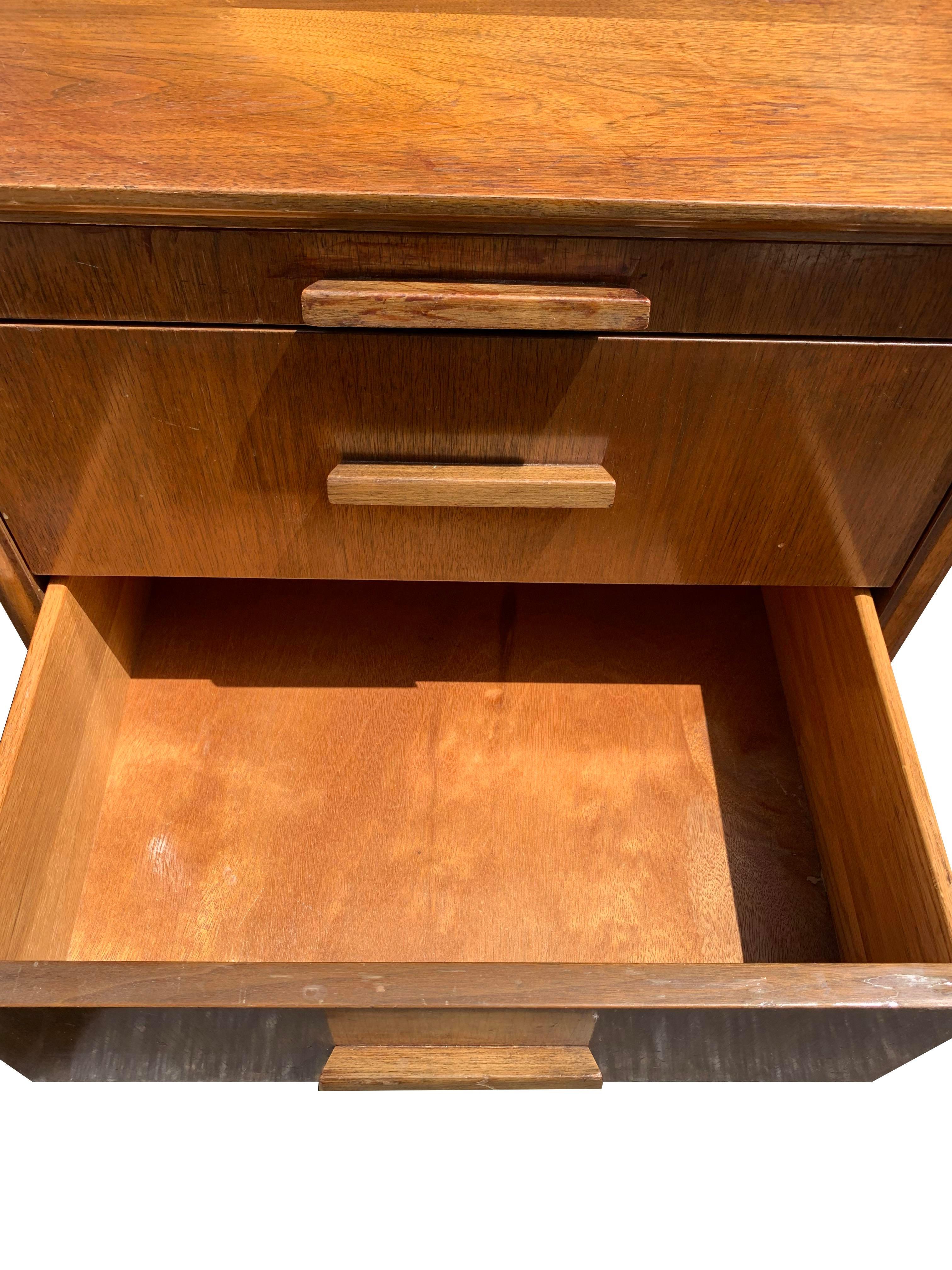 Mid-Century Modern 1960s Mid Century Modern Nightstands With Curved Legs and Tray Drawer - a Pair