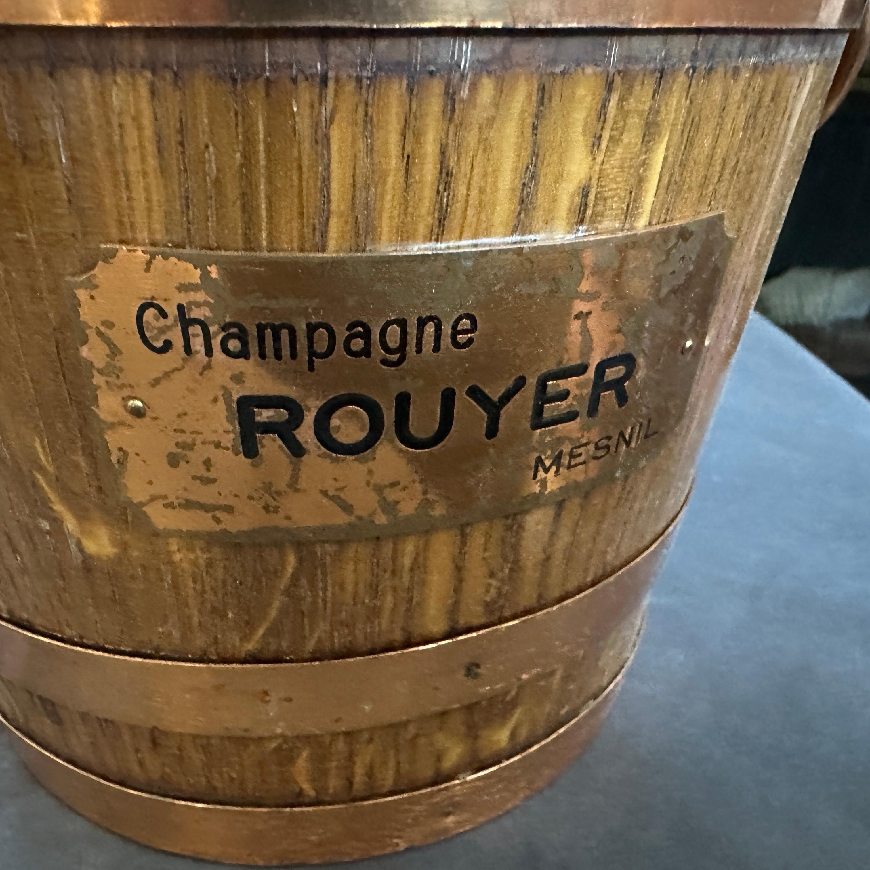 20th Century 1960s Mid-Century Modern Oak and Copper French Wine Cooler by Champagne Rouyer For Sale