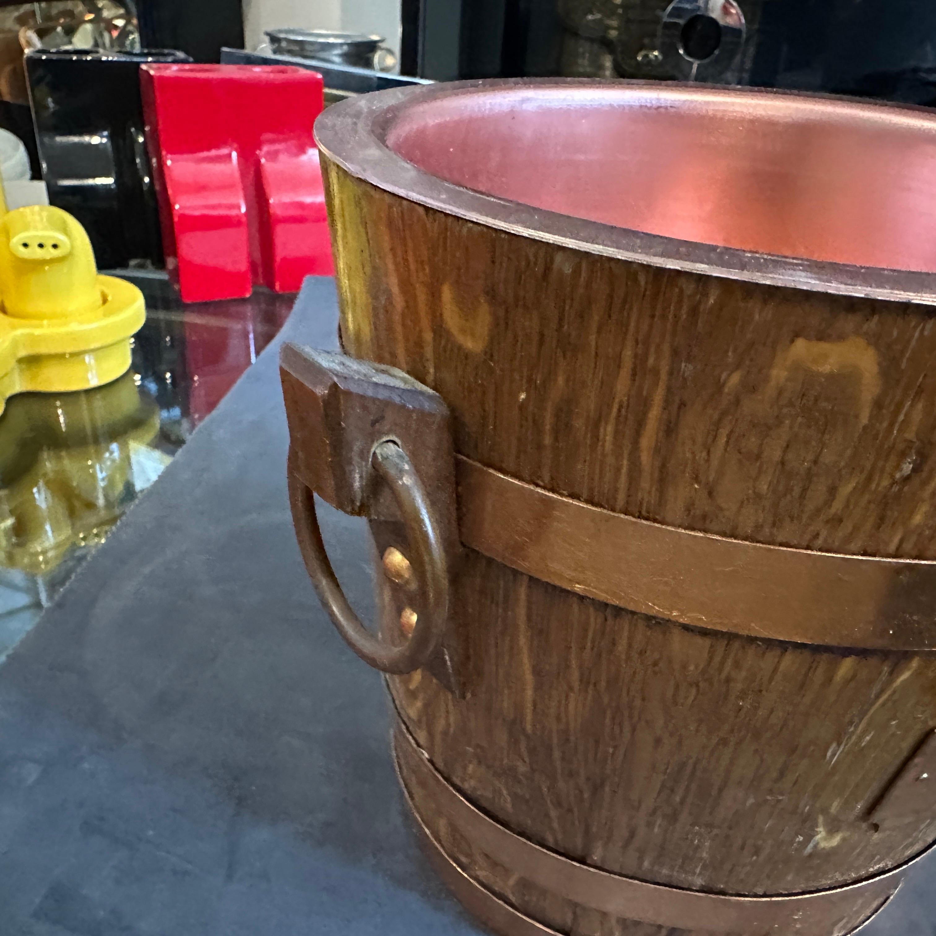 1960s Mid-Century Modern Oak and Copper French Wine Cooler by Champagne Rouyer For Sale 1