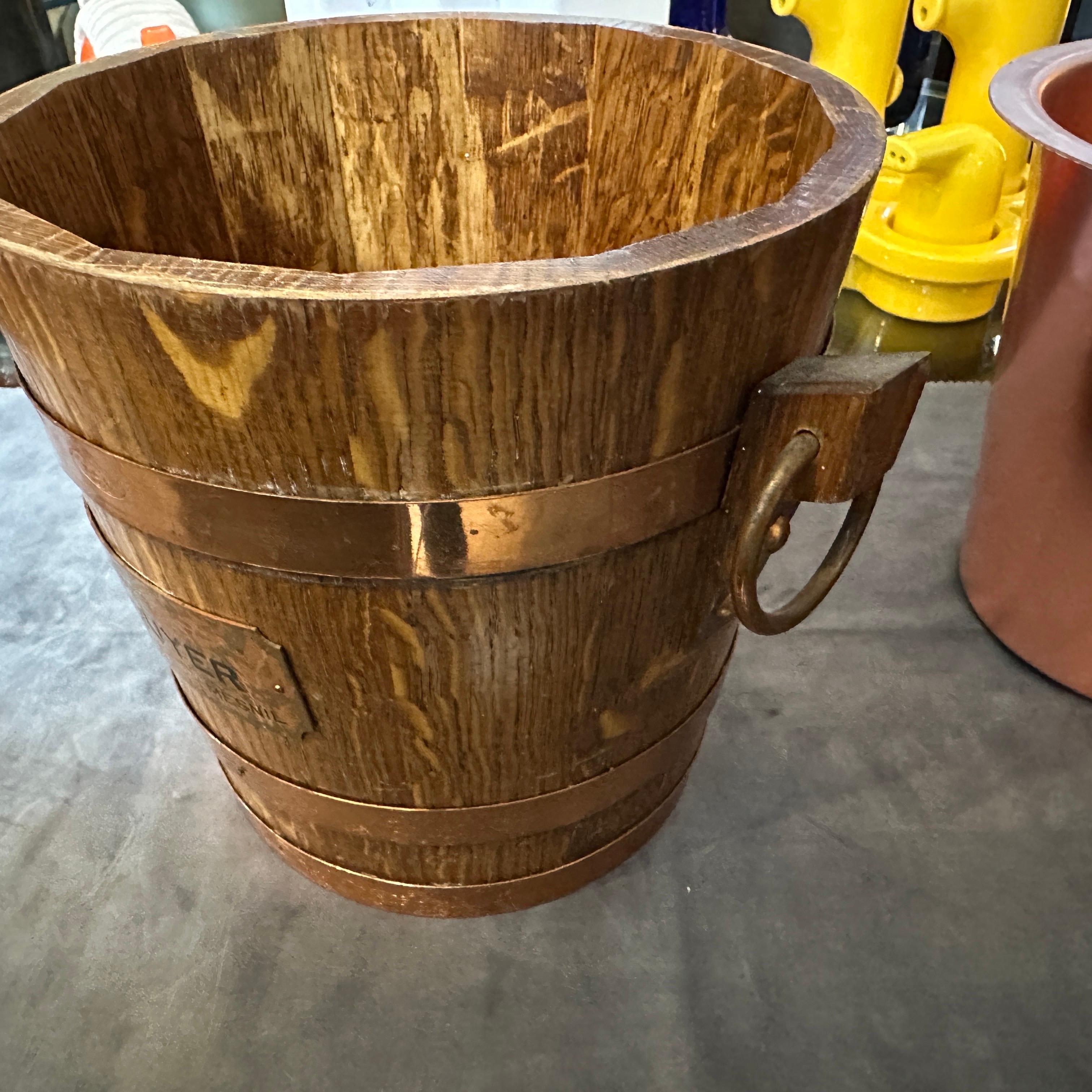 1960s Mid-Century Modern Oak and Copper French Wine Cooler by Champagne Rouyer For Sale 2