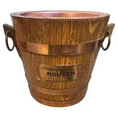 1960s Mid-Century Modern Oak and Copper French Wine Cooler by Champagne Rouyer