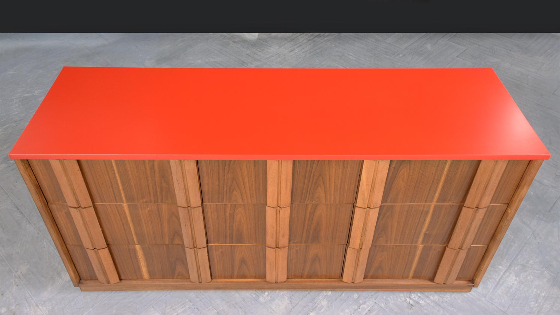 Vintage 1960s Mid-Century Modern Painted Walnut Chest of Drawers In Good Condition For Sale In Los Angeles, CA