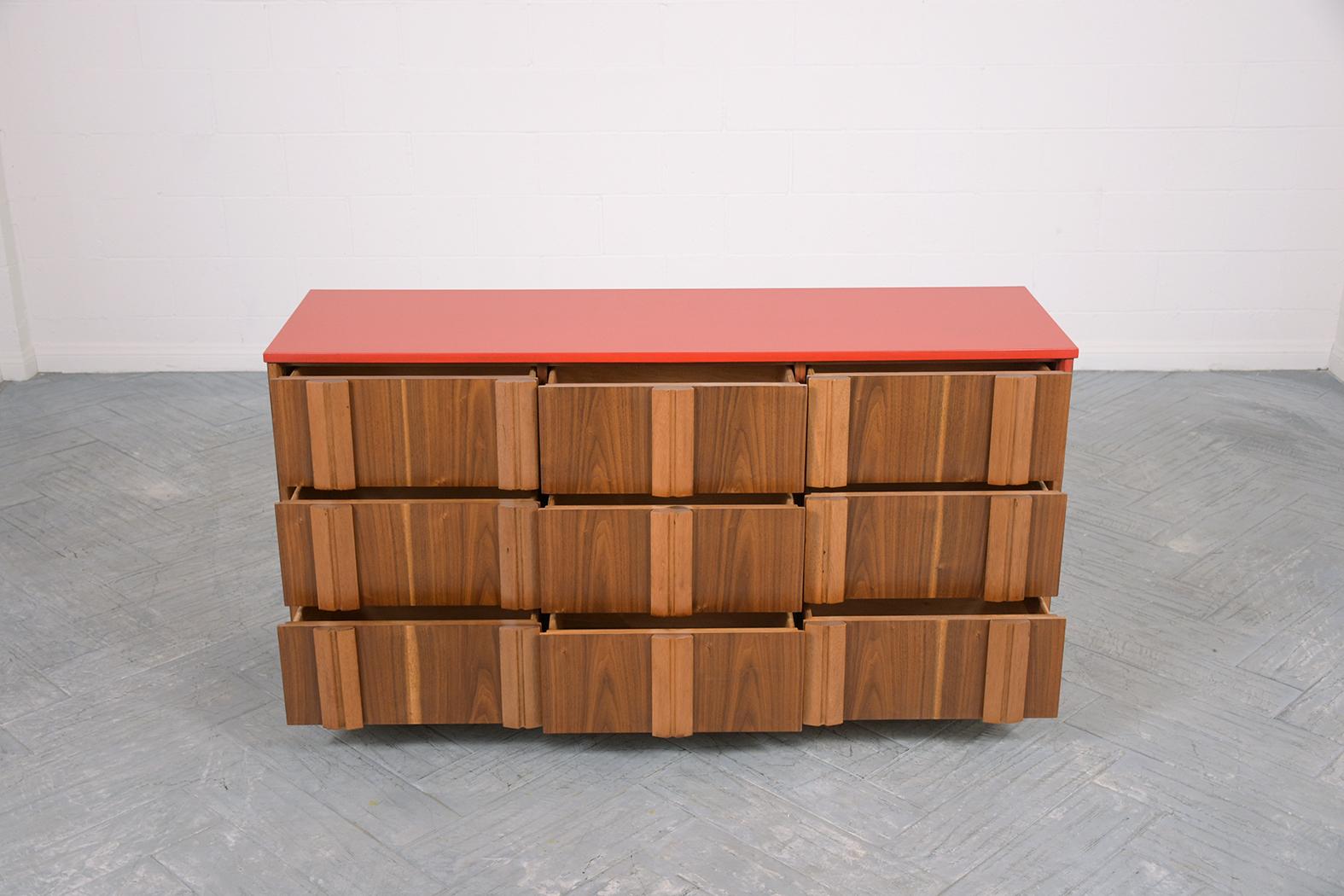 Polished Vintage 1960s Mid-Century Modern Painted Walnut Chest of Drawers For Sale
