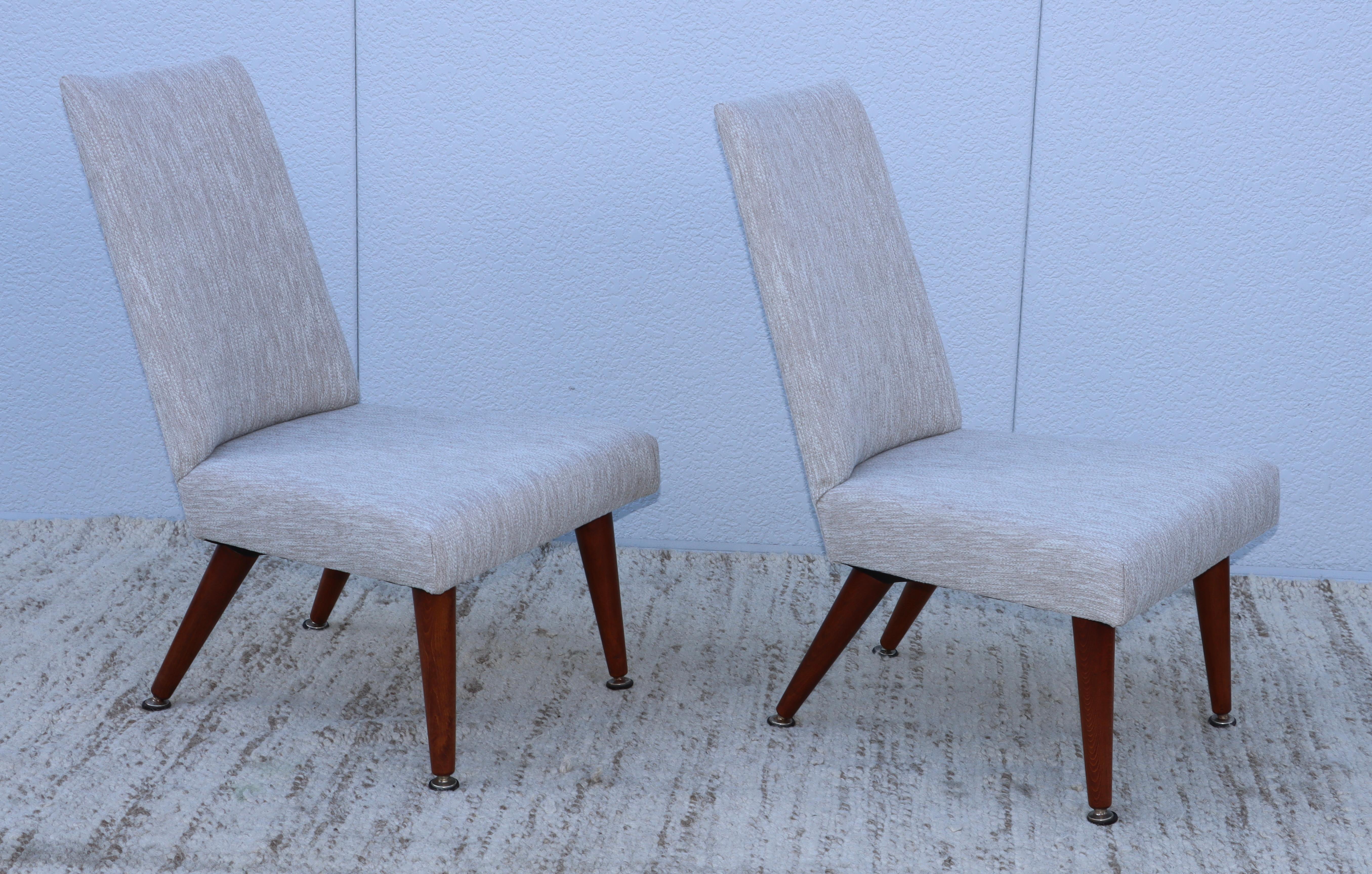 Fabric 1960's Mid-Century Modern Petite Slipper Chairs