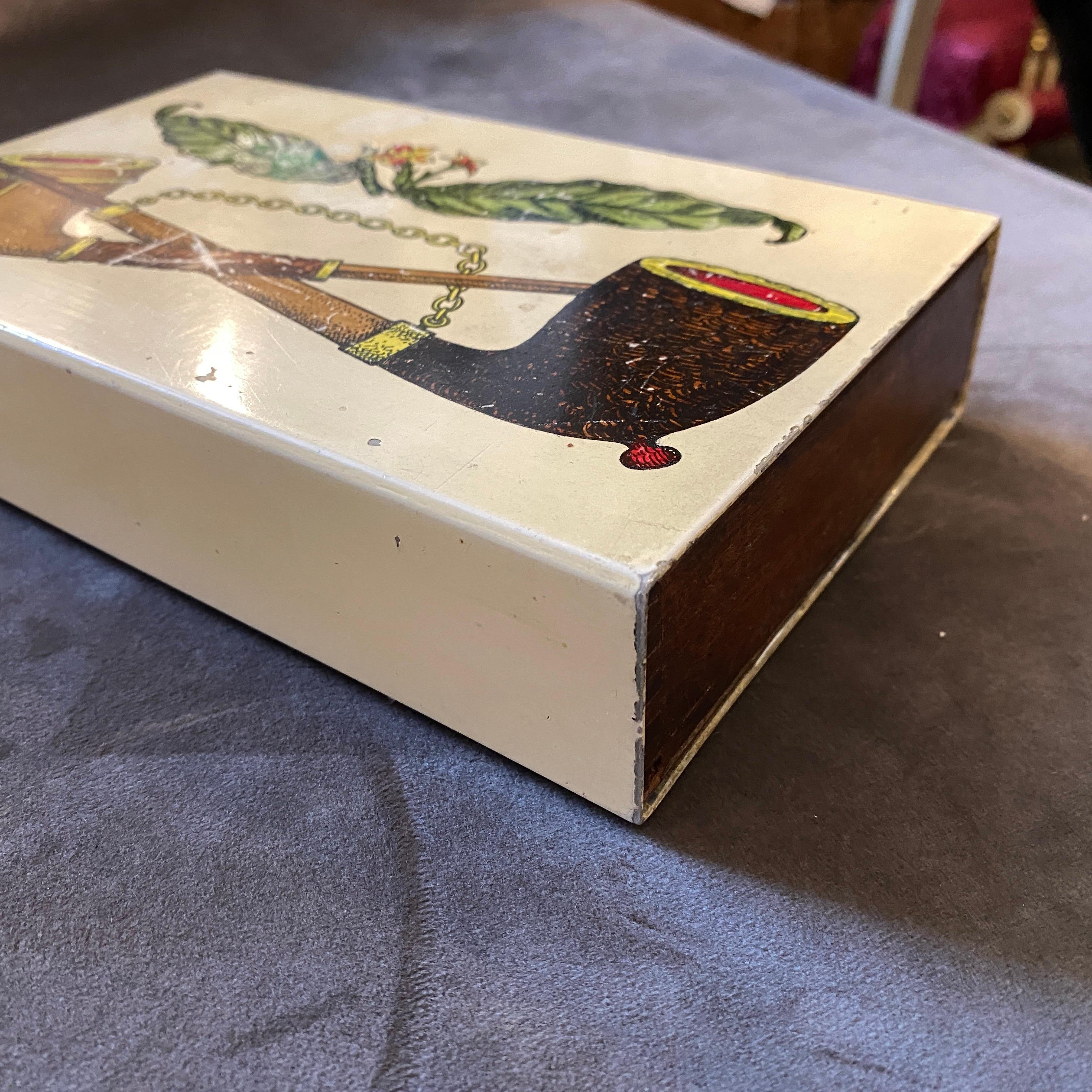 Italian 1960s Mid-Century Modern Piero Fornasetti Cigarette Box