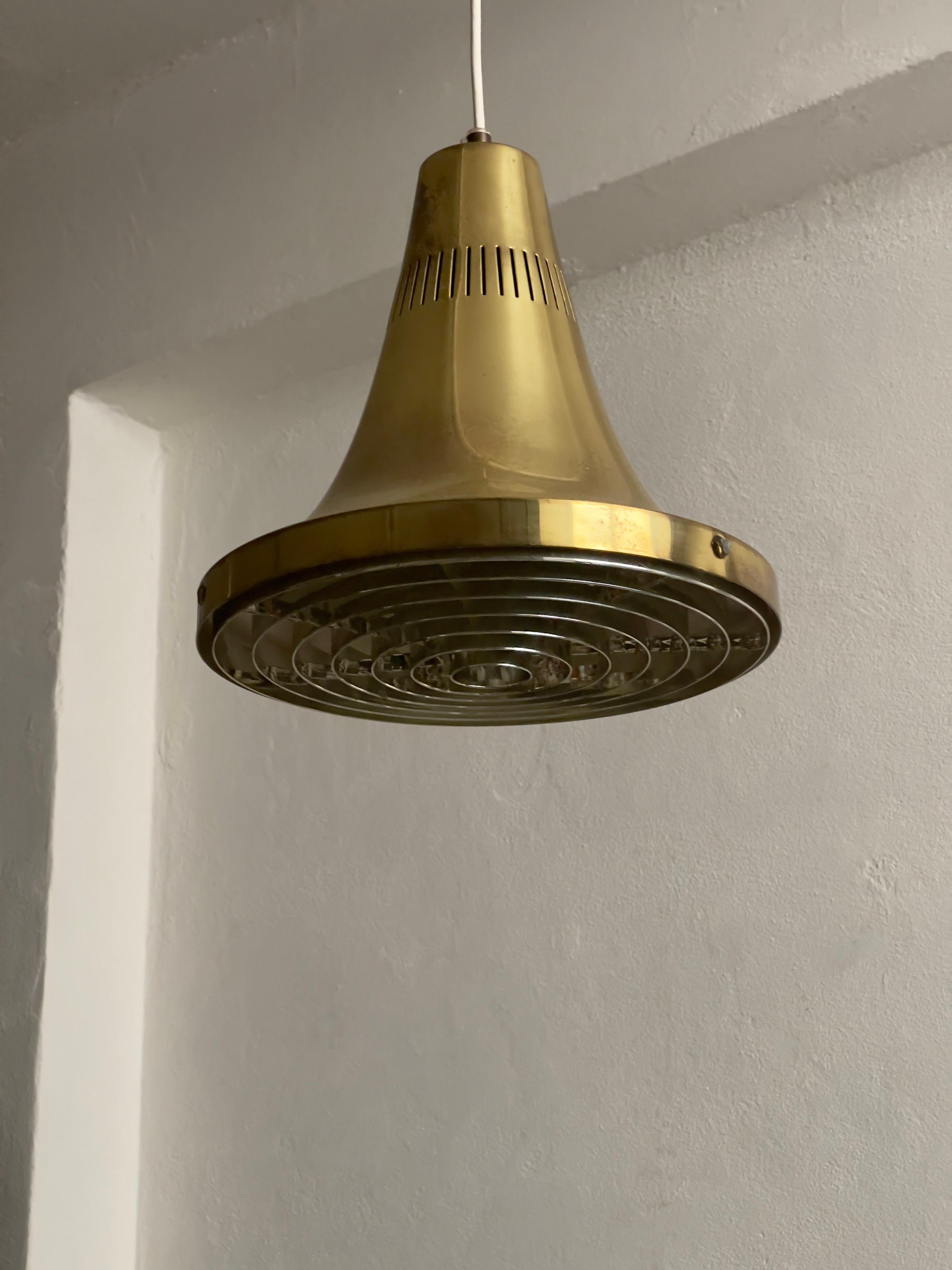 Mid-20th Century 1960s Mid-Century Modern Polished Brass Pendant by Hans Agne Jakobsson Sweden For Sale