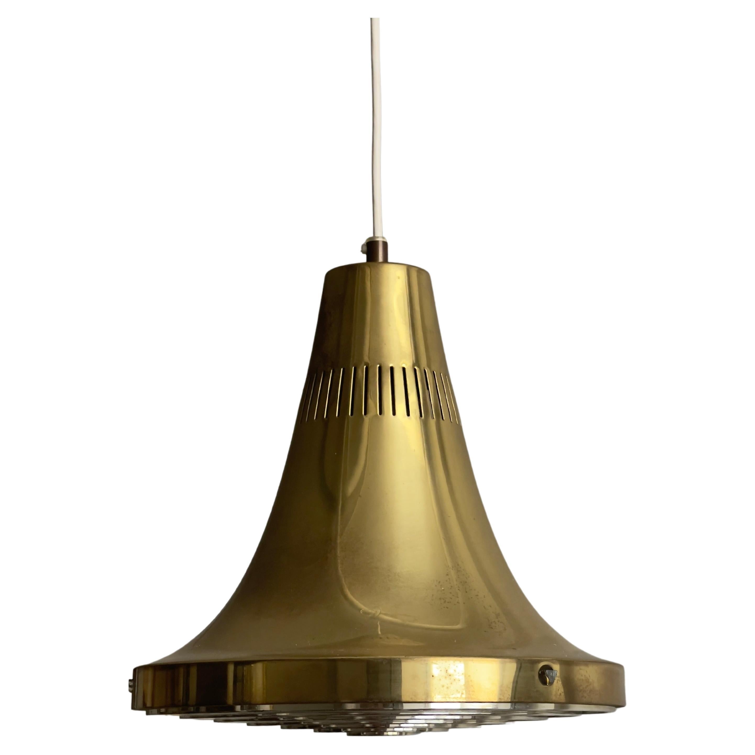 Lampe à suspension en laiton poli de style mi-siècle moderne des années 1960 par Hans Agne Jakobsson, Suède