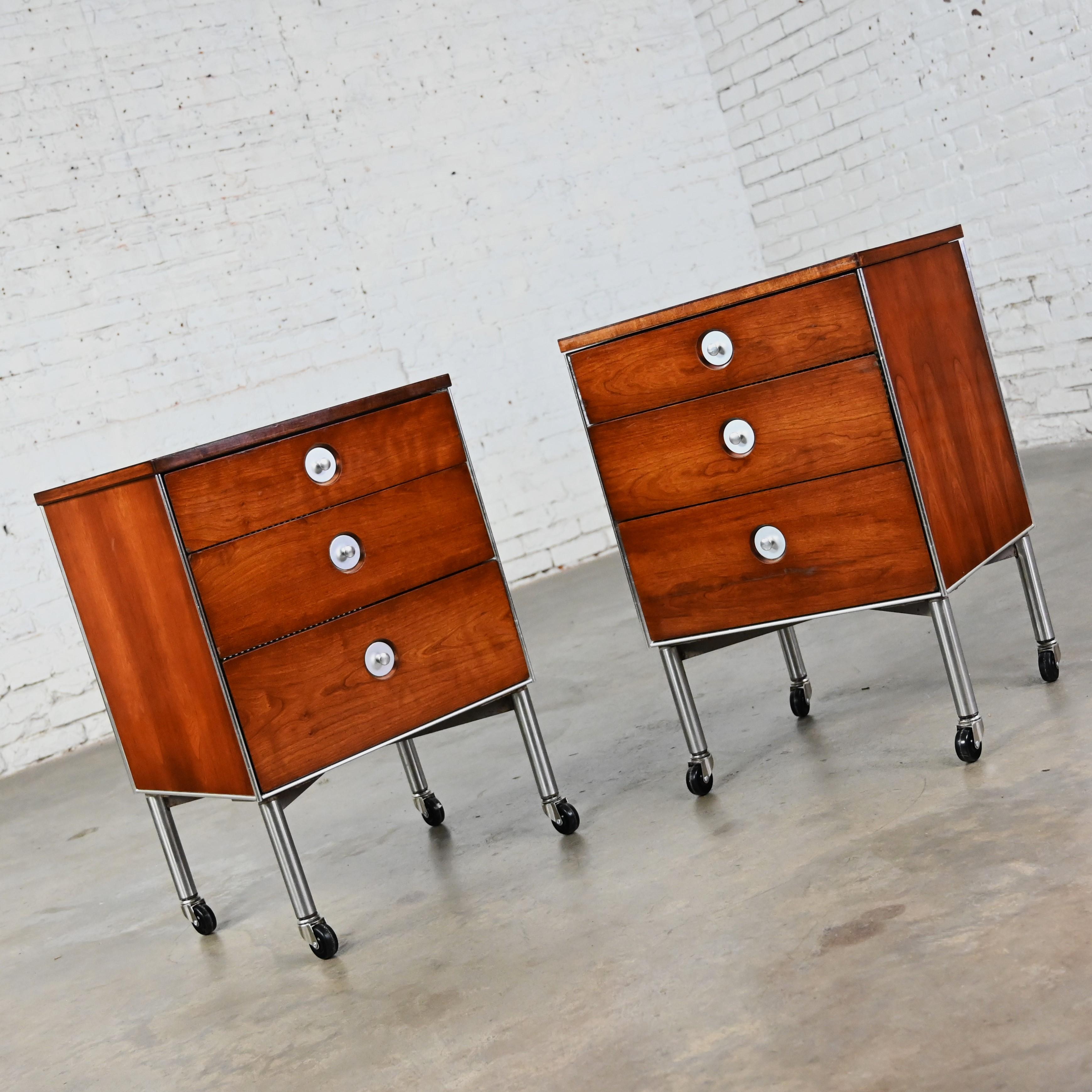 20th Century 1960’s Mid Century Modern Raymond Loewy for Hill Rom Nightstands or End Tables  For Sale